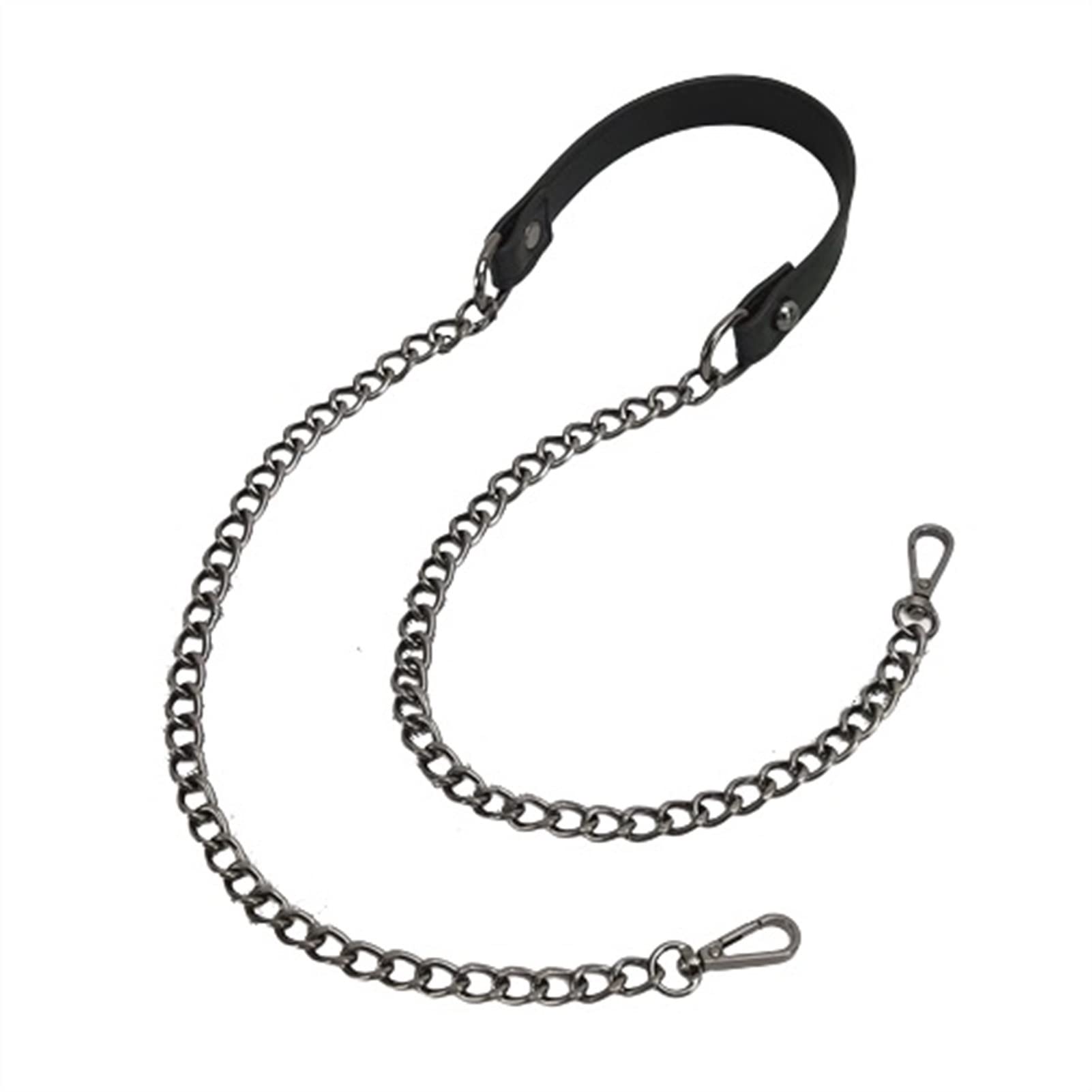 Replacement Straps for Handbags - 50cm-160cm Adjustable Shoulder Crossbody Bag Strap in Black PU Leather with Metal Chains | DIY Handbag Accessory | Perfect for Tote Bags, Purses & Everyday Use