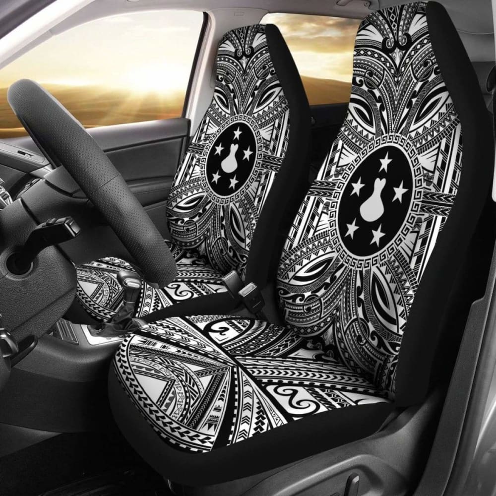 Premium Austral Islands Car Seat Cover with Polynesian Coat of Arms Design - White & Black (Model 105905) | Durable Protection for Cars, Trucks & SUVs