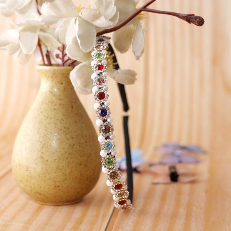 **NAVMAV Sparkling Rhinestone Headbands for Women - Non-Slip Beaded Hair Accessories (2-Pack) - Perfect for Weddings, Parties & Everyday Glam**