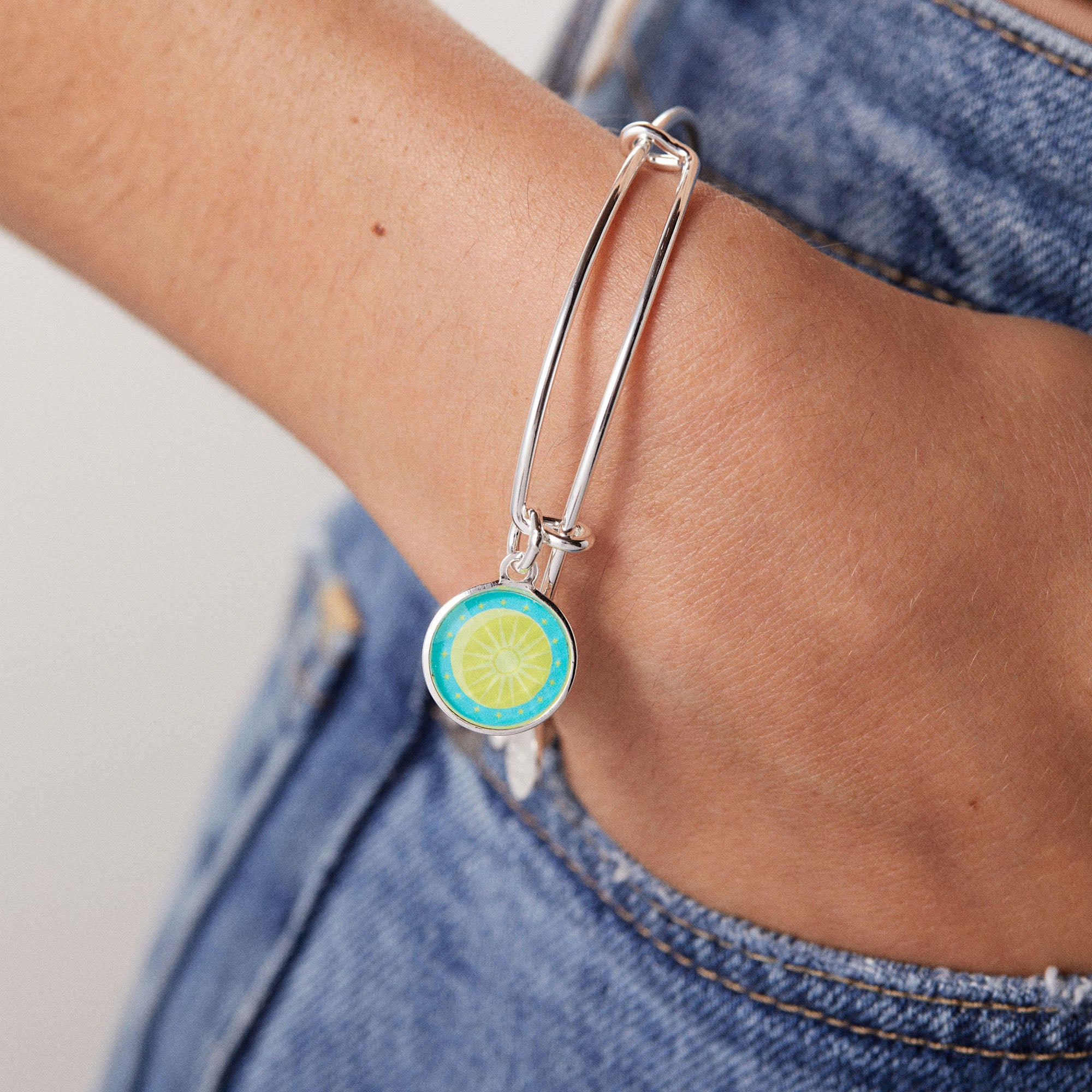 Crystal Cosmic Balance Charm Bangle Bracelet for Women - Healing Energy Jewelry for Meditation, Yoga & Spiritual Wellness