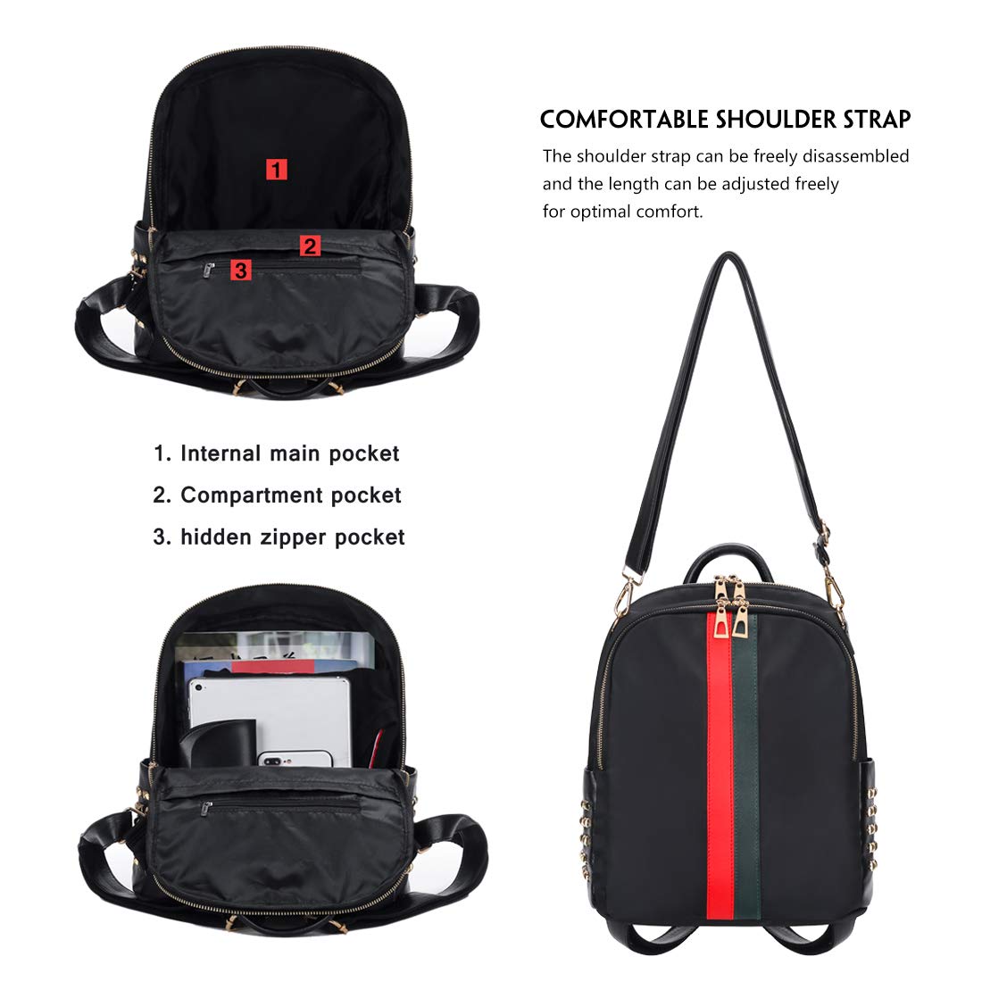 Stylish Nylon Mini Backpack Purse for Women - Cute Crossbody Daypack with Zipper Closure, Fashionable Shoulder Bag & Tote - Perfect for Travel, School, Work & Everyday Use