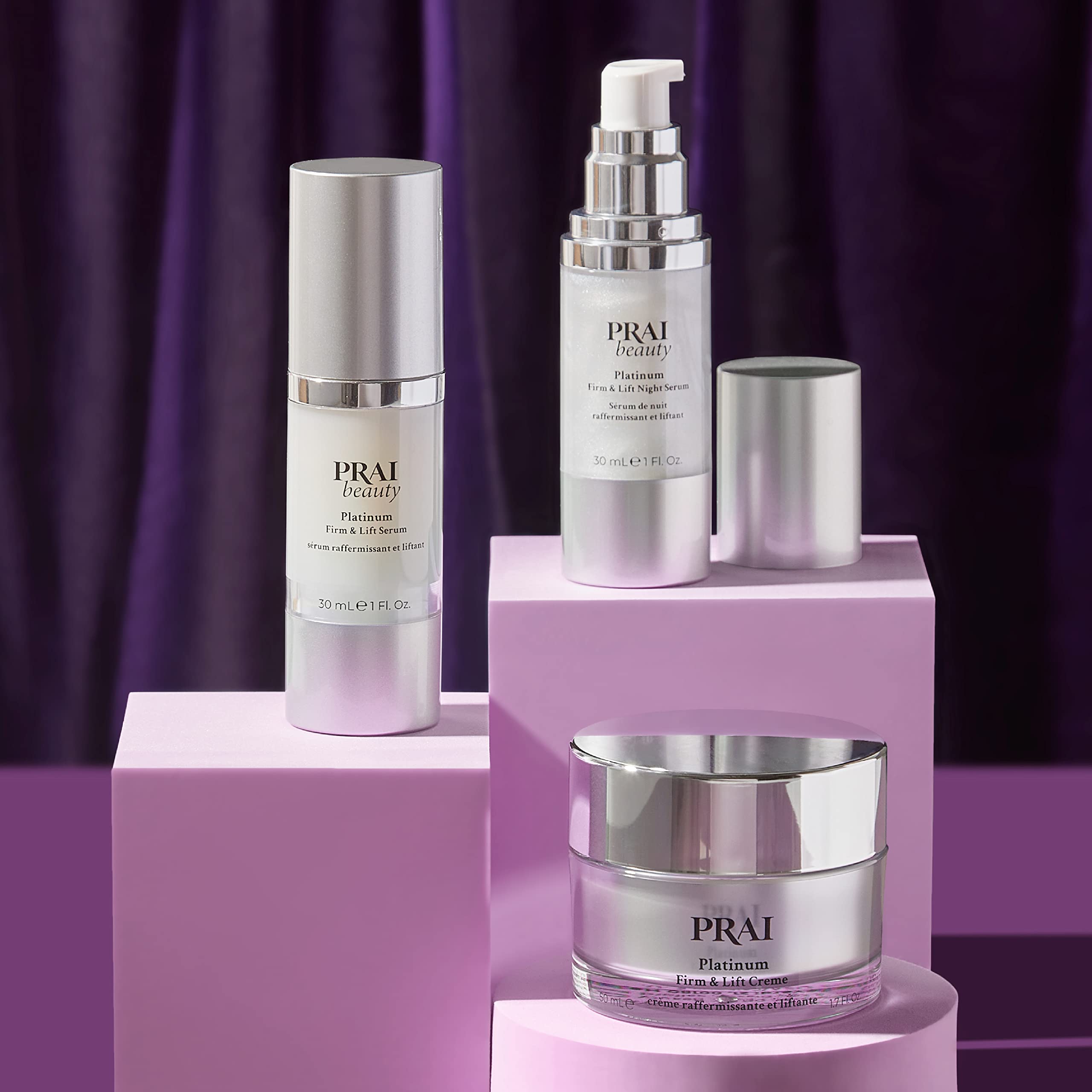 PRAI Beauty Platinum Serum and Cream Duo - Hydrating Anti-Aging Face Serum & Moisturizer with Antioxidant-Rich Platinum - Boosts Collagen, Reduces Wrinkles - Perfect for Nighttime Skincare Routine & Daily Anti-Aging Regimen