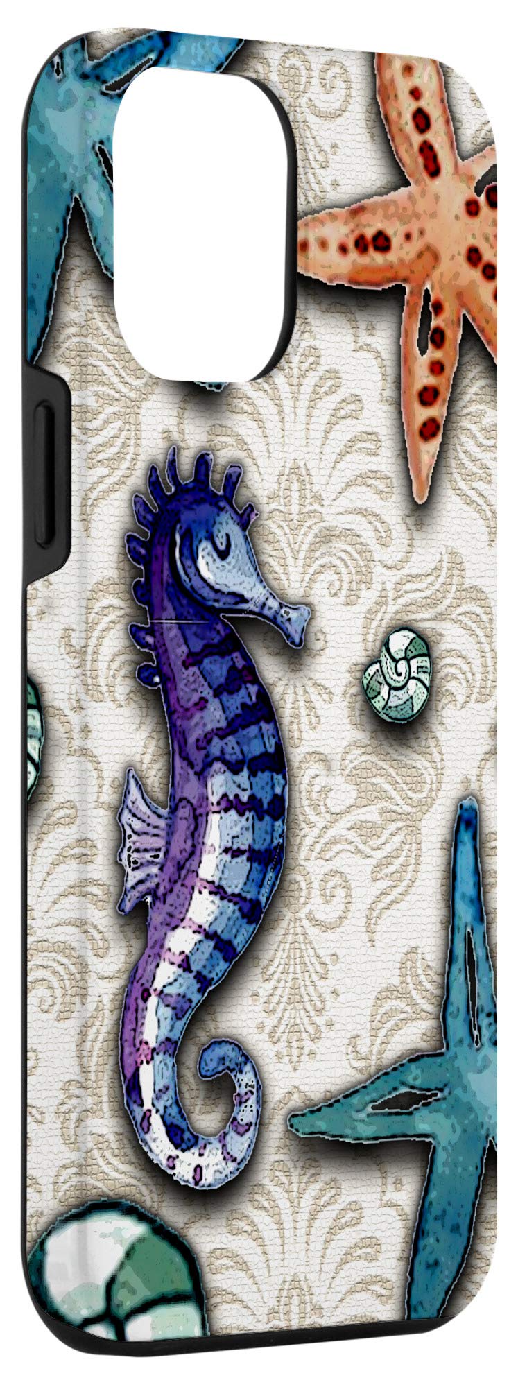 iPhone 12 Pro Max Case - Nautical Seahorse & Starfish Design, Ocean Theme Protective Cover for Apple iPhone 12 Pro Max | Perfect for Beach Lovers, Marine Enthusiasts & Summer Vacation
