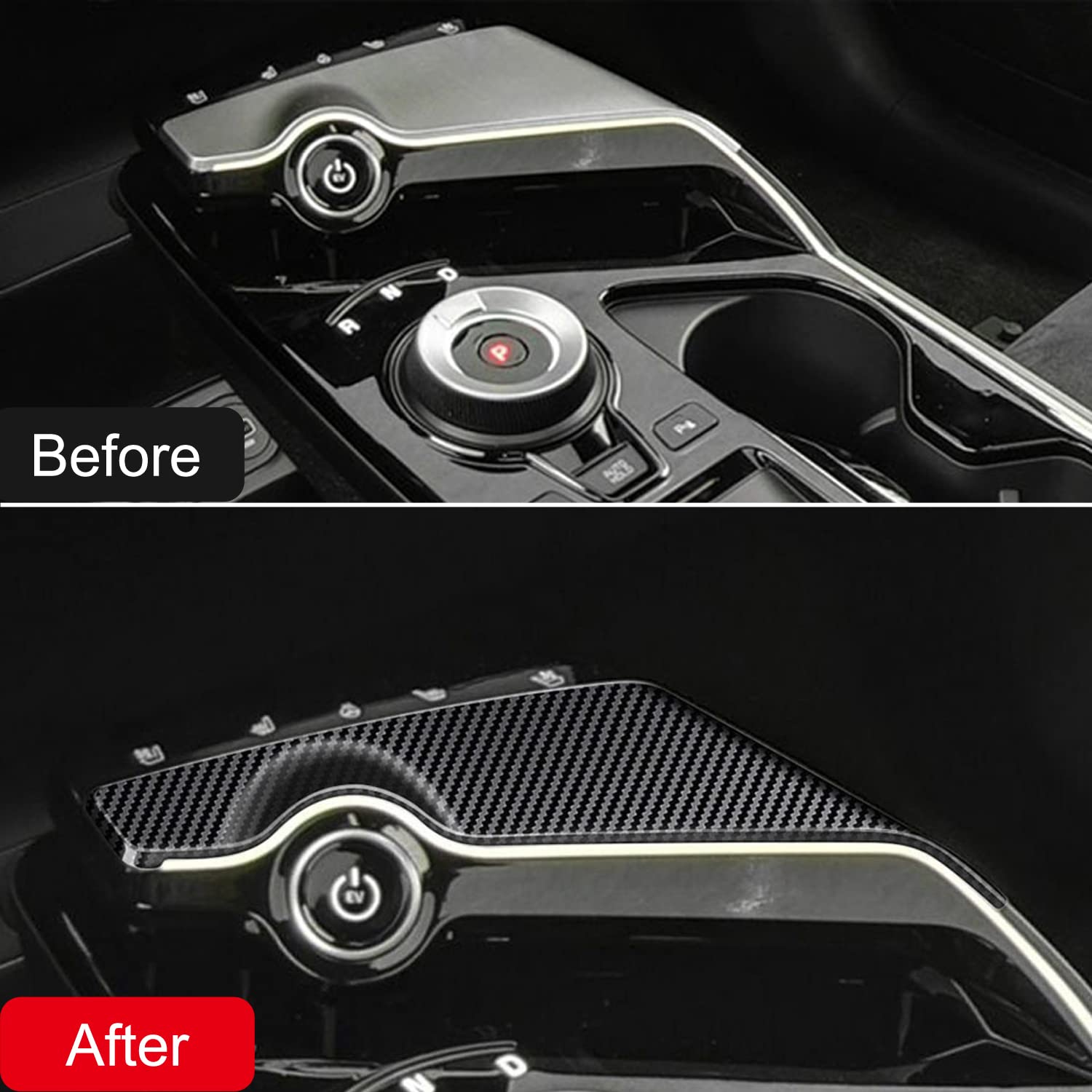 HIGH FLYING ABS Carbon Style Gear Panel Side Strip Cover for Kia EV6 2022-2024 - Interior Accessories & Trim Decoration (LHD Only) - Perfect for Car Customization & Protection