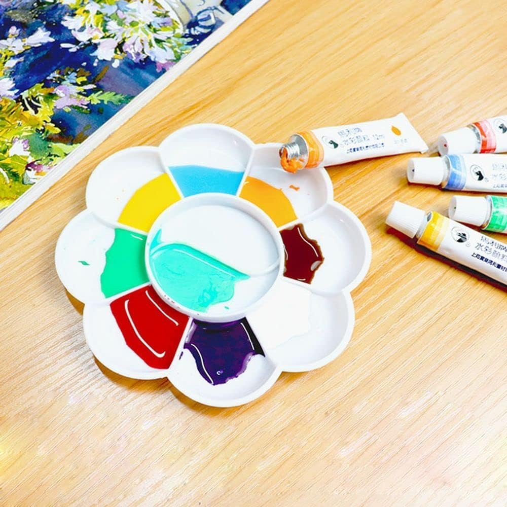 4.7 Inch White Plastic Paint Tray Palette for Kids - Easy to Clean, Non-Slip Paint Pallet with Mixing Cups - Perfect for Art Projects, DIY Crafts, and School Painting Activities