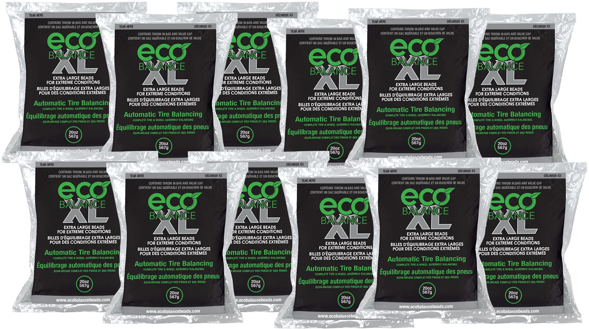 ECO Balance 20-ECOXL12 ECO XL Extreme Condition Tire Balancing Beads - 12 Pack (20oz Each) for Off-Road Vehicles & Light Duty Trucks | Wheel Weights Alternative | Improve Ride Comfort on Rough Terrain & Highway Driving