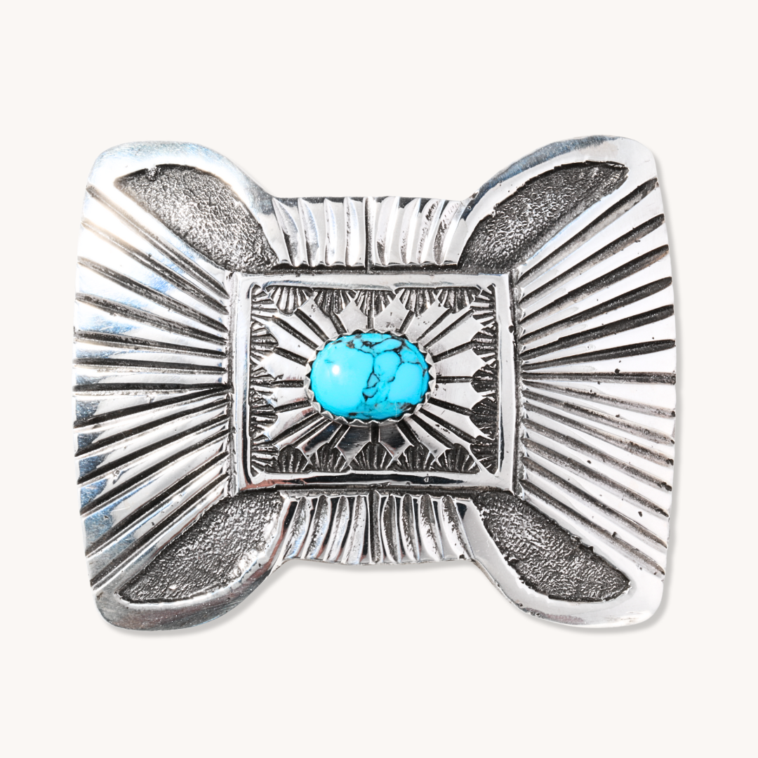 Handmade Turquoise Belt Buckle for Men & Women - Western Style Silver Jewelry Accessory for Jeans, Cowboy Boots & Country Fashion Outfits