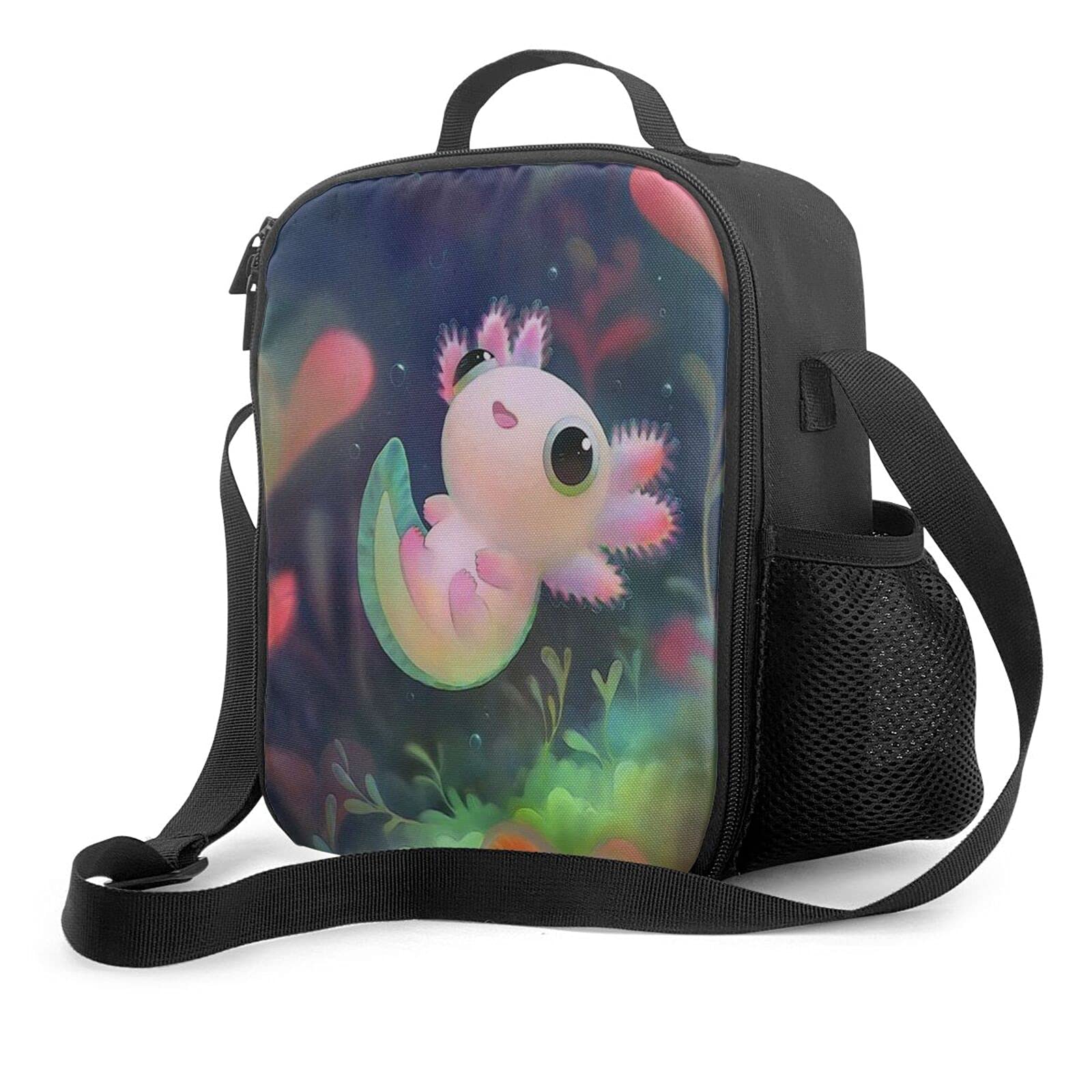 Reusable Axolotl Lunch Bag - Insulated Portable Lunch Box for Work, School, Picnic & Travel - Cute Animal Lunch Tote for Adults & Kids - Perfect for Office, Gym & Outdoor Activities
