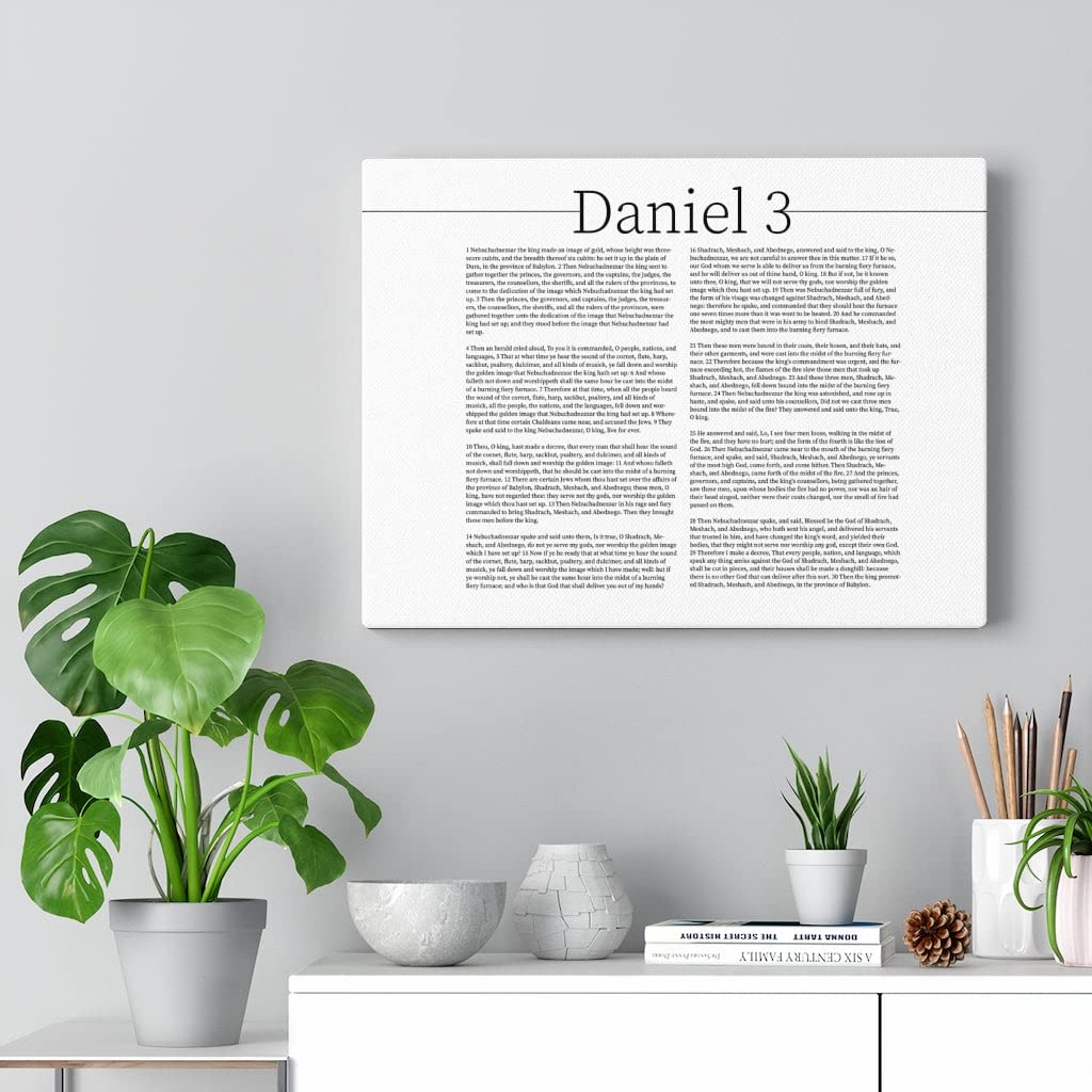 Christian Wall Art - Bible Verse Canvas Print Daniel Chapter 3, Inspirational Scripture Home Decor for Living Room, Bedroom & Church (White)