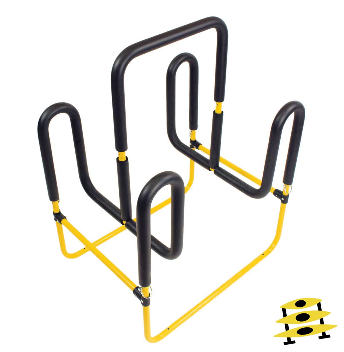 Suspenz Stand Up Paddle Board Cart & Stand - Double SUP/Surfboard Carrier & Trolley Convertible to Storage Rack for 2 Boards - Yellow (22-9935) - Perfect for Beach, Lake & Water Sports Transport