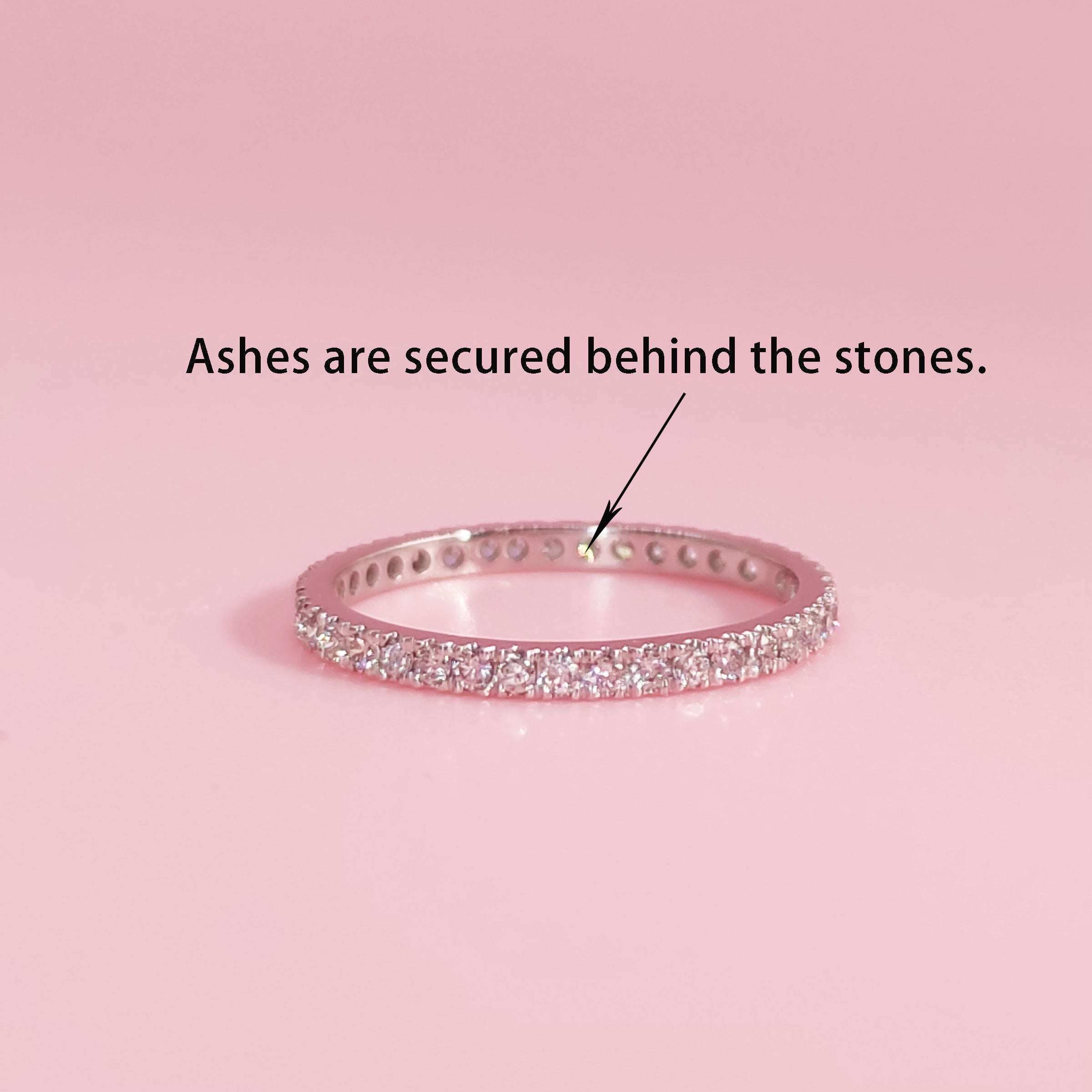 Elegant Spark: Full Pavé Diamond Ashes Ring for Women - Perfect for Memorial Jewelry, Cremation Keepsake & Special Occasions