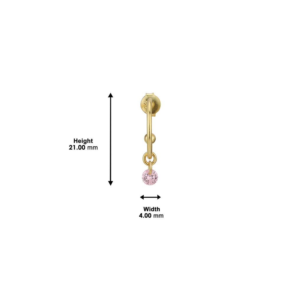 Vanbelle Sterling Silver Half Hoop Earrings with Dangling Pink Cubic Zirconia & Gold Plating - Elegant Dangle Earrings for Women & Girls | Perfect for Parties, Weddings & Everyday Wear
