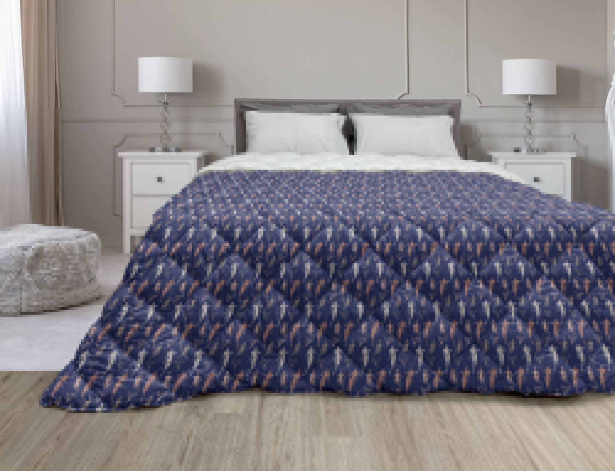 Ambesonne King Size Down Alternative Comforter - Contemporary Abstract Brushstroke Design, Soft Microfiber All-Season Quilt in Indigo Pale Ruby | Perfect for Master Bedroom, Guest Room & Dorm Decor