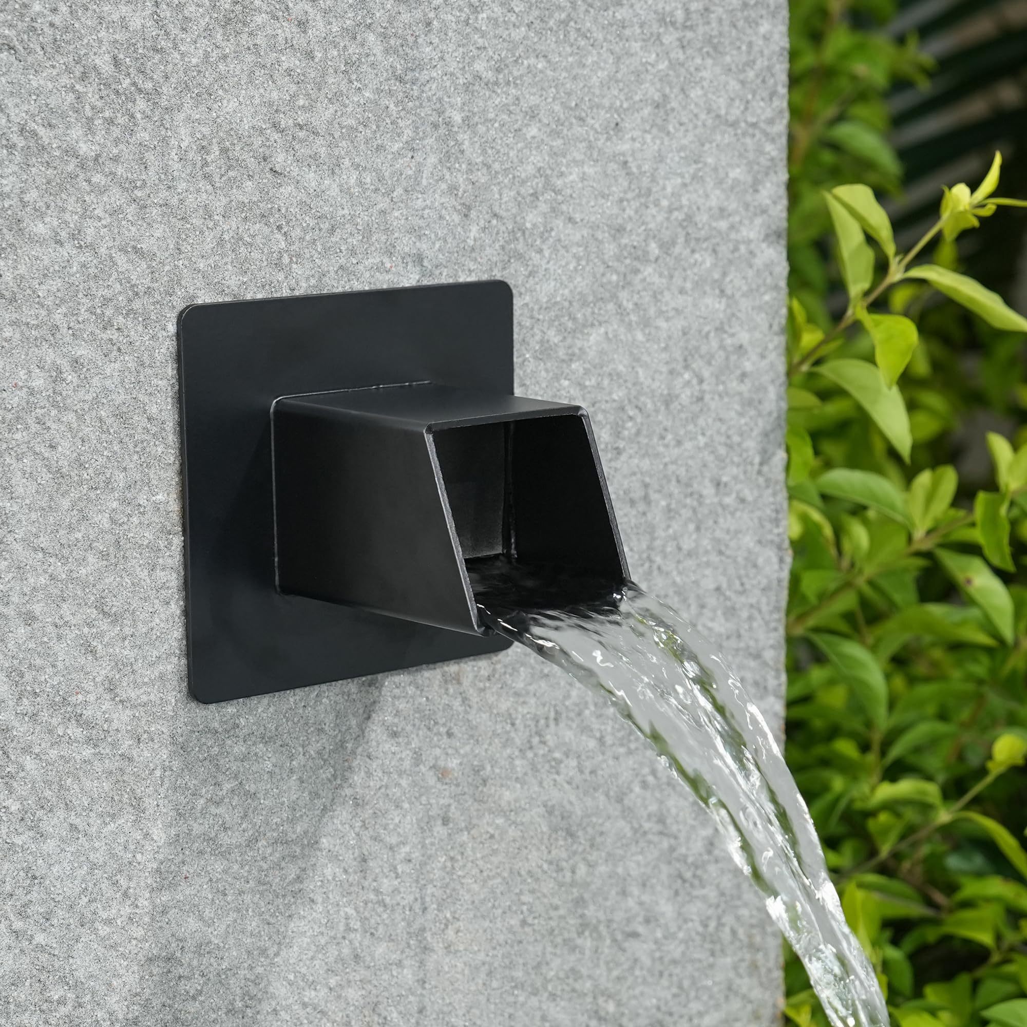 2 Inch 316 Stainless Steel Square Water Fountain Spout with Integrated Spray Baffle - Waterfall Spillway Scupper for Outdoor Decor, Pools, Ponds, Water Walls - Black | Perfect for Garden Fountains, Patio Water Features & Landscape Design