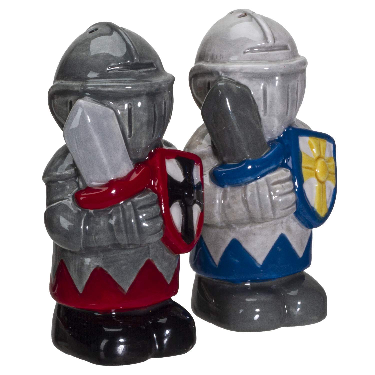 White and Black Knight Ceramic Salt and Pepper Shakers Set - Elegant Kitchen Tableware for Dining, Gifts, and Home Decor