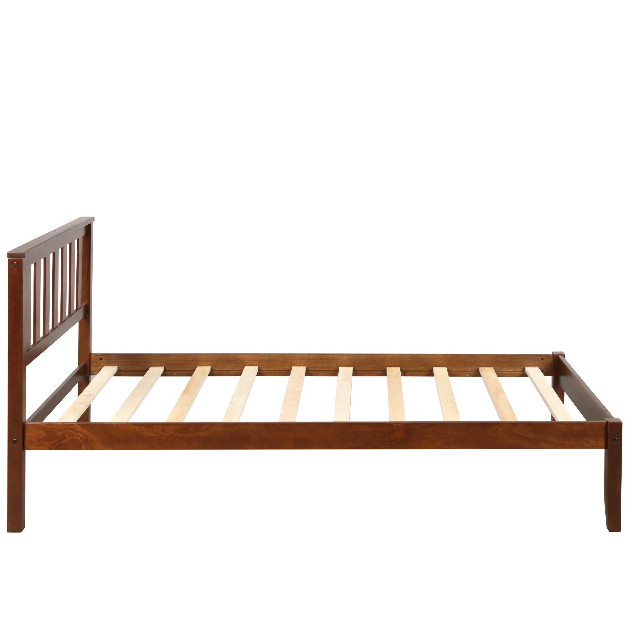 **Merax Twin Bed Frame with Headboard - Solid Wood Platform Bed for Twin Size, No Box Spring Needed, Wood Slat Support - Walnut Finish - Perfect for Kids Rooms, Guest Bedrooms & Small Spaces**