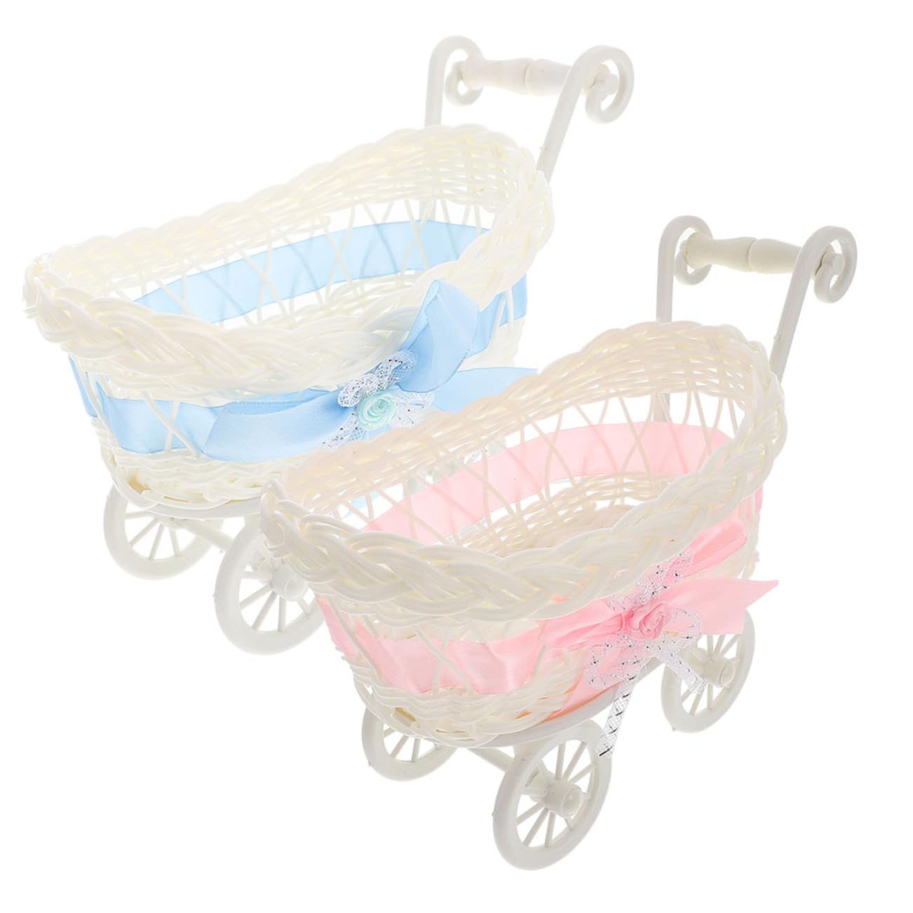 SECFOU 2-Pack Woven Storage Baskets - Natural Party Wedding Decoration, Baby Doll Organizer, Home Decor Basket Bowl | Perfect for Gift Wrapping, Nursery Storage & Rustic Home Decor