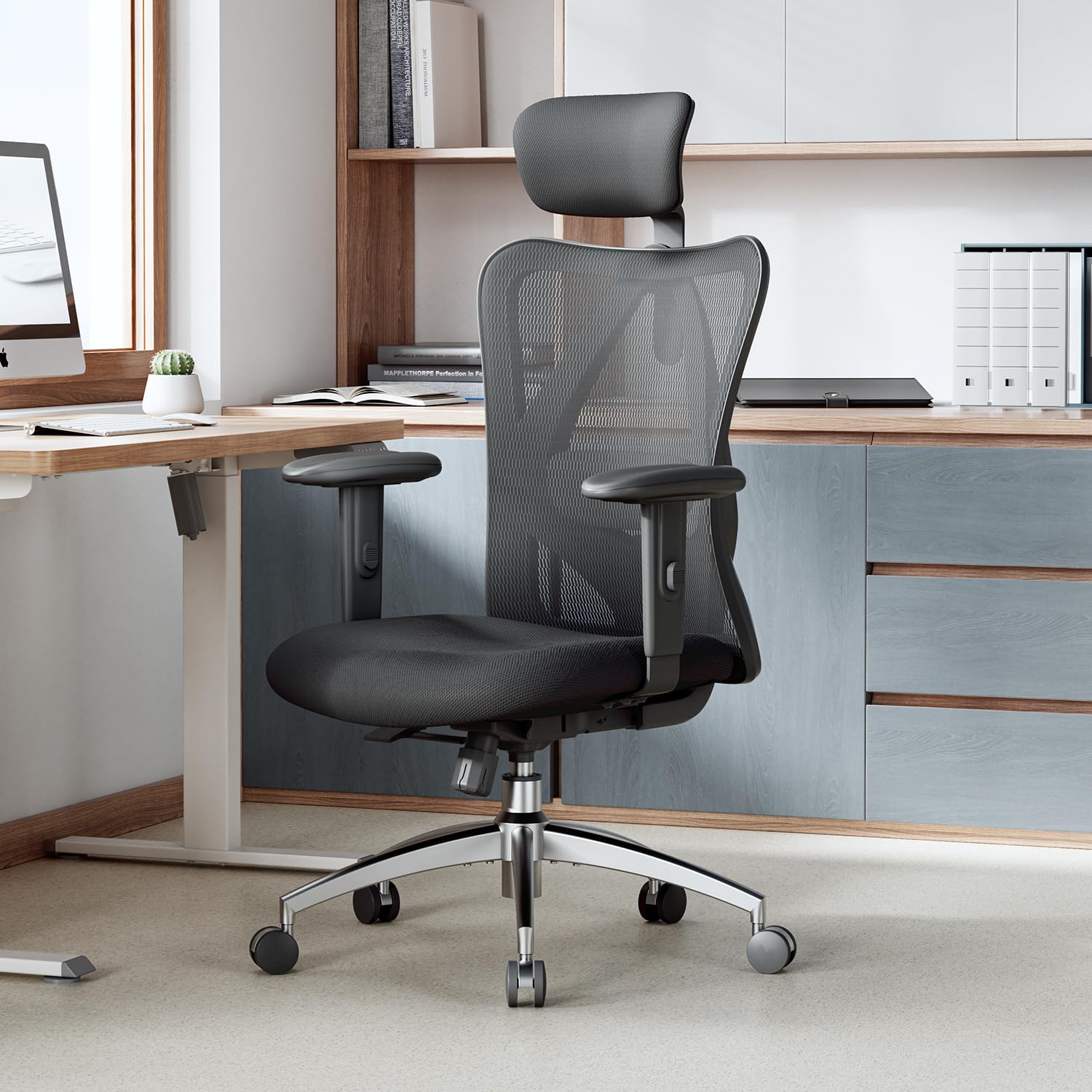 SIHOO M18 Ergonomic Office Chair - Adjustable Headrest & Lumbar Support, High Back Executive Swivel Chair for Home Office, Computer Desk Chair (Pure Black) - Perfect for Long Work Hours & Gaming Sessions