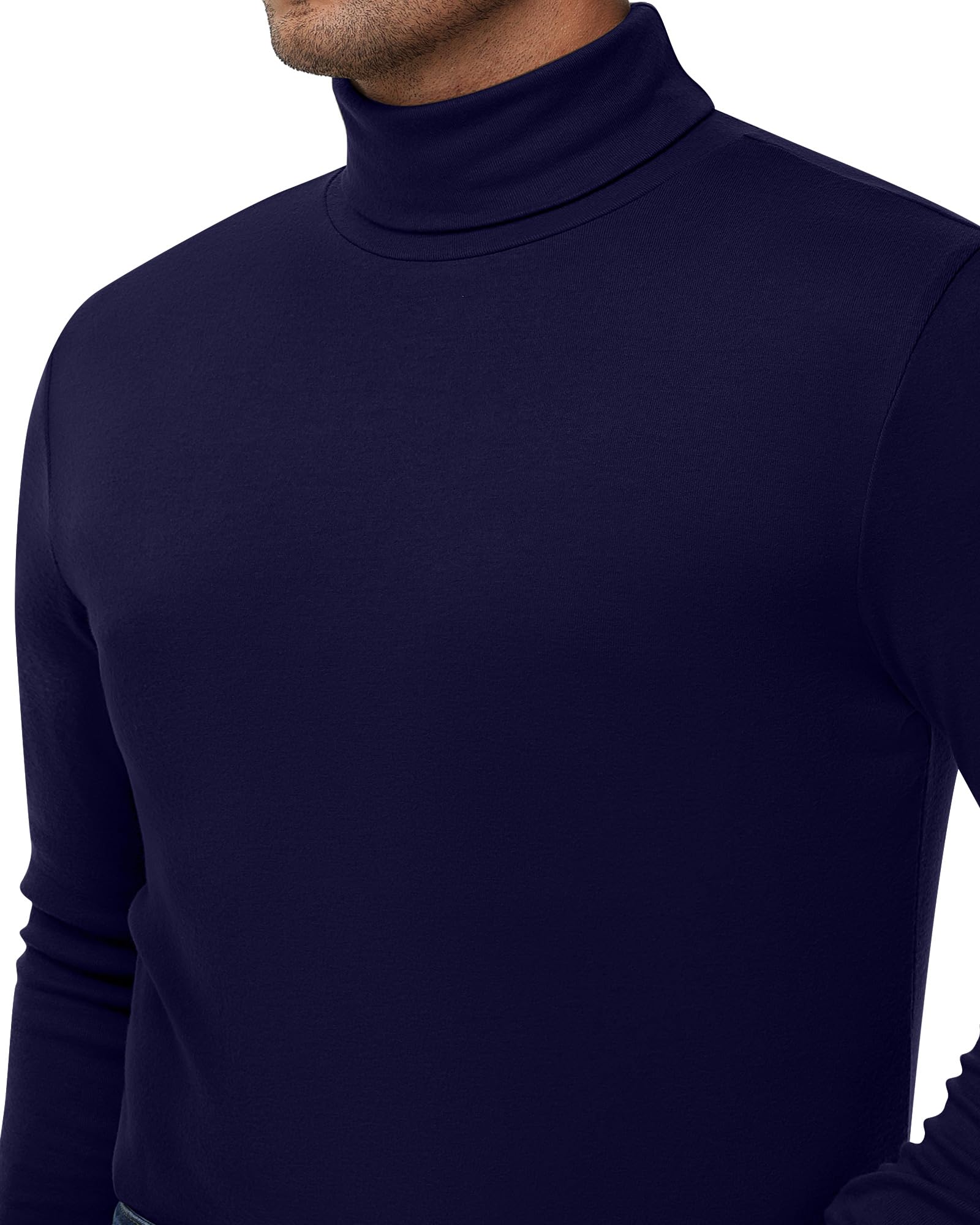 Ficerd 3 Pack Men's Big and Tall Turtleneck Shirts - 100% Cotton Long Sleeve Thermal Tops for Winter, Plus Size Loose Fit Basic Tee for Casual Wear & Layering