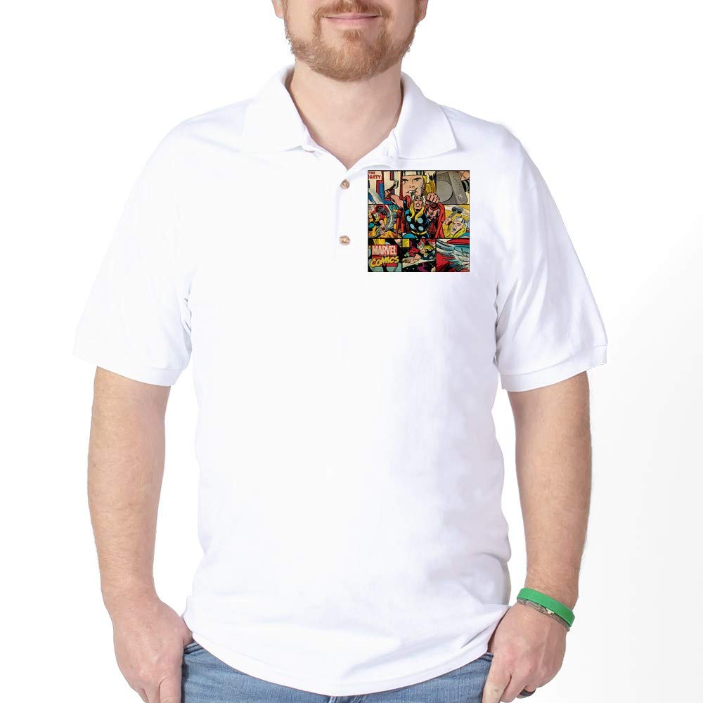 Thor Collage Golf Shirt - Marvel Superhero Polo for Men - Perfect for Golf Outings, Comic Con & Superhero Fan Events
