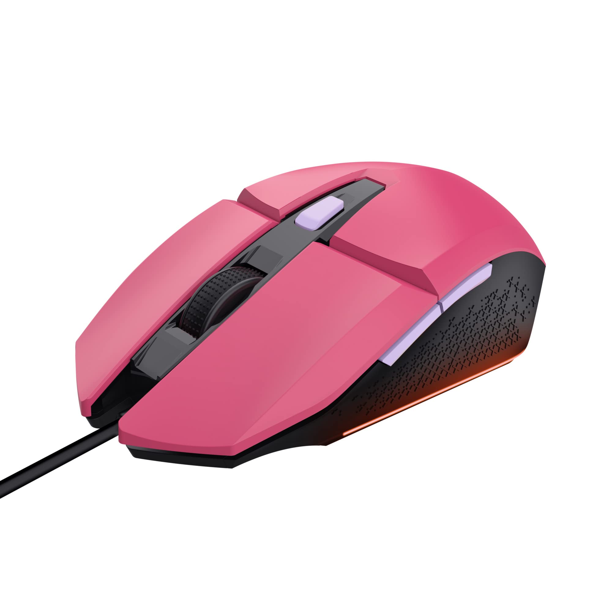 Trust Gaming GXT 109P Felox Gaming Mouse - 6 Programmable Buttons, RGB LED Lighting, 200-6400 DPI, 5.9ft USB Cable, Built-in Software for PC/Laptop (Pink) - Perfect for FPS, MOBA & MMO Gaming, Office Work & Streaming