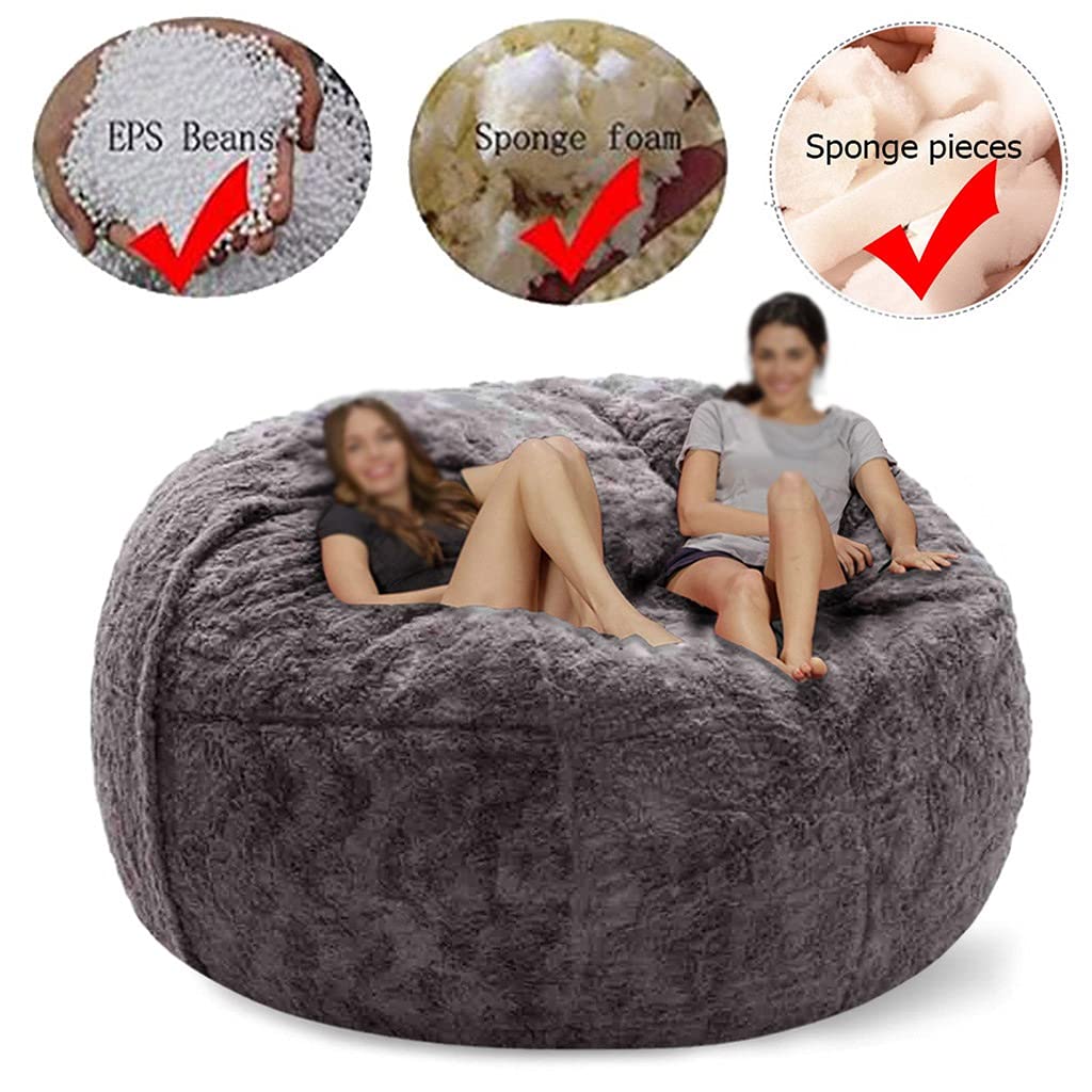 Luxury Giant Bean Bag Chair Cover for Adults - No Filler Included, Soft PV Fur Sofa Chair for Indoor & Outdoor Use - Perfect for Home, Garden, Lounge & Living Room Relaxation