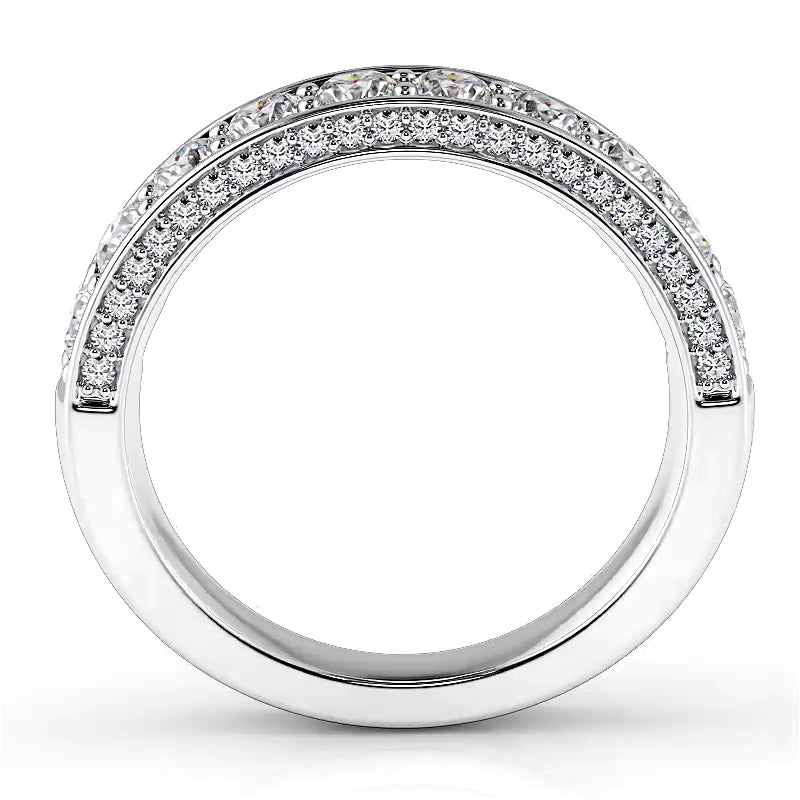 1.04 Carat Round Diamond Three-Sided Wedding Band Ring for Women - Elegant Bridal Jewelry for Engagement, Anniversary & Special Occasions