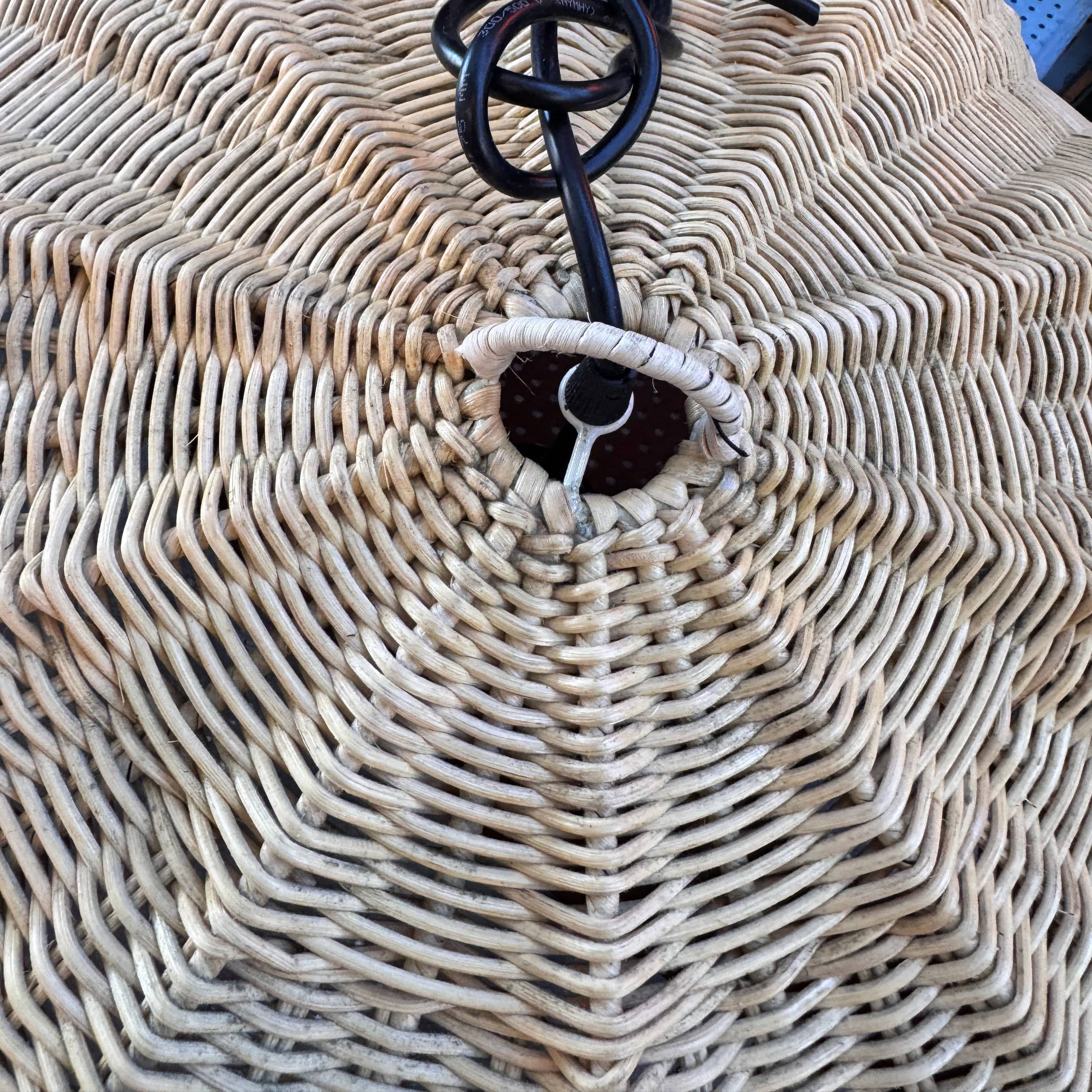 Handwoven Rattan Tassel Pendant Lampshade - Natural Boho Ceiling Light Fixture for Bedroom, Living Room & Patio Decor