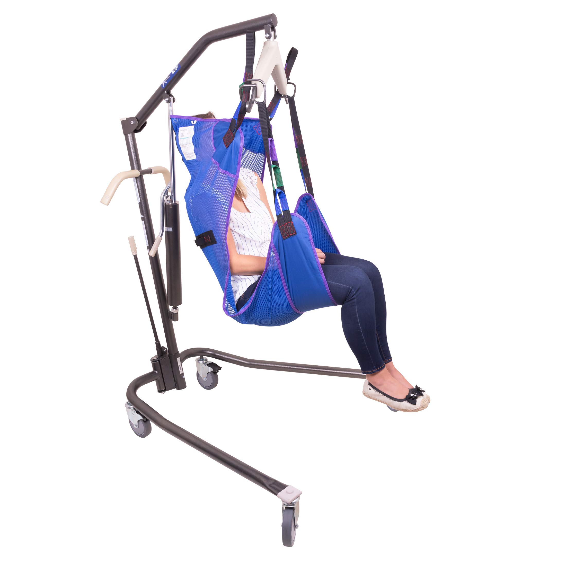 Probasics Hydraulic Patient Lift with Full Body Mesh Sling - Heavy Duty Home Medical Equipment for Elderly Care & Mobility Assistance - Ideal for Bed Transfers, Bathroom Assistance & Physical Therapy