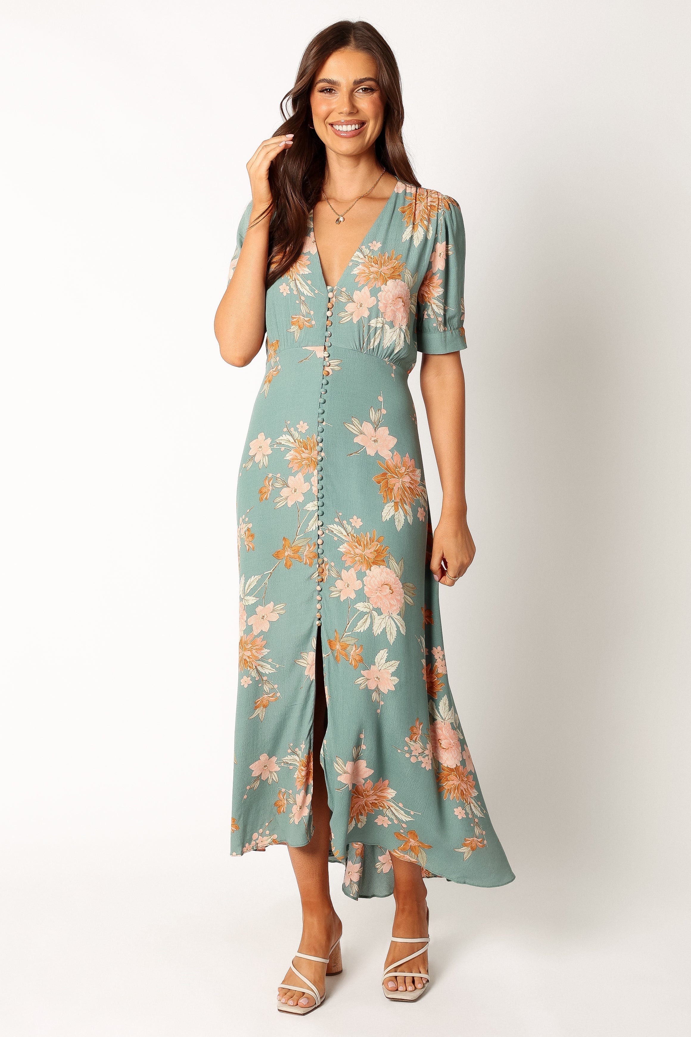Frampton Midi Dress - Blue Floral Print Summer Dress for Women | Casual & Party Wear | Perfect for Beach, Vacation & Date Nights