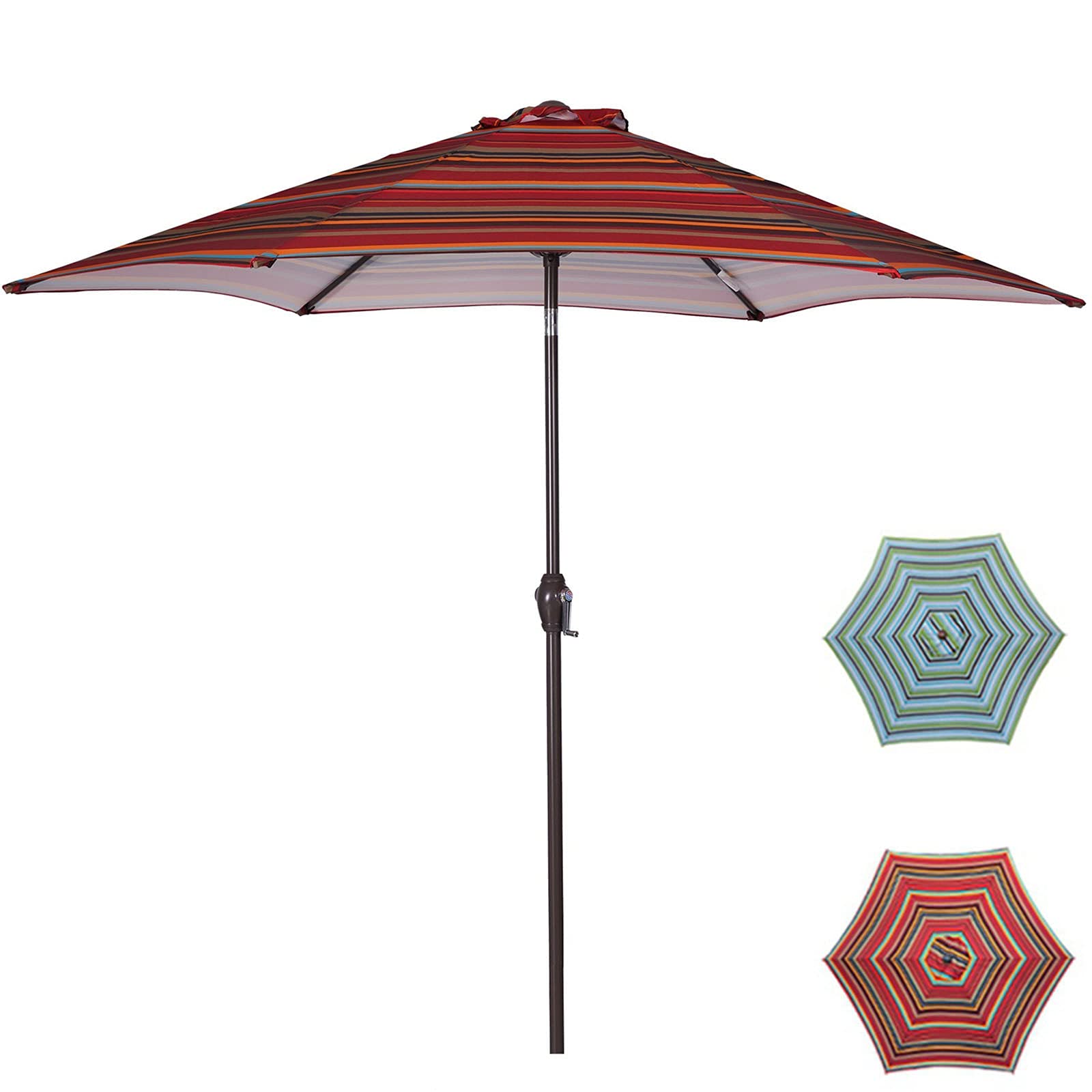 8.6-Ft Red Patio Umbrella with Push Button Tilt & Crank - Outdoor Market Table Umbrella for Garden, Poolside & Backyard Shade