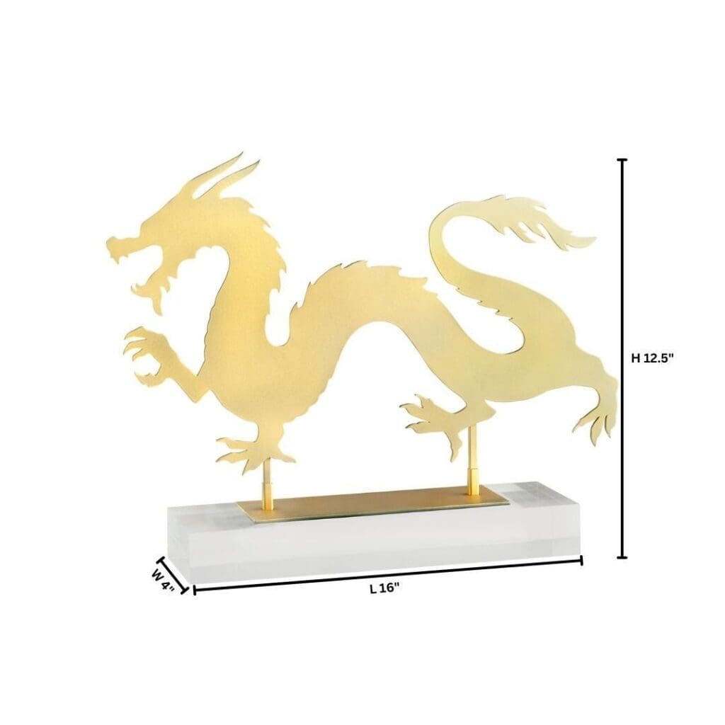Cyan Design 11700 Haku Dragon Gold Horizontal Wall Decor - Asian Inspired Dragon Art for Home & Office - Perfect for Living Room, Bedroom, or Feng Shui Decor
