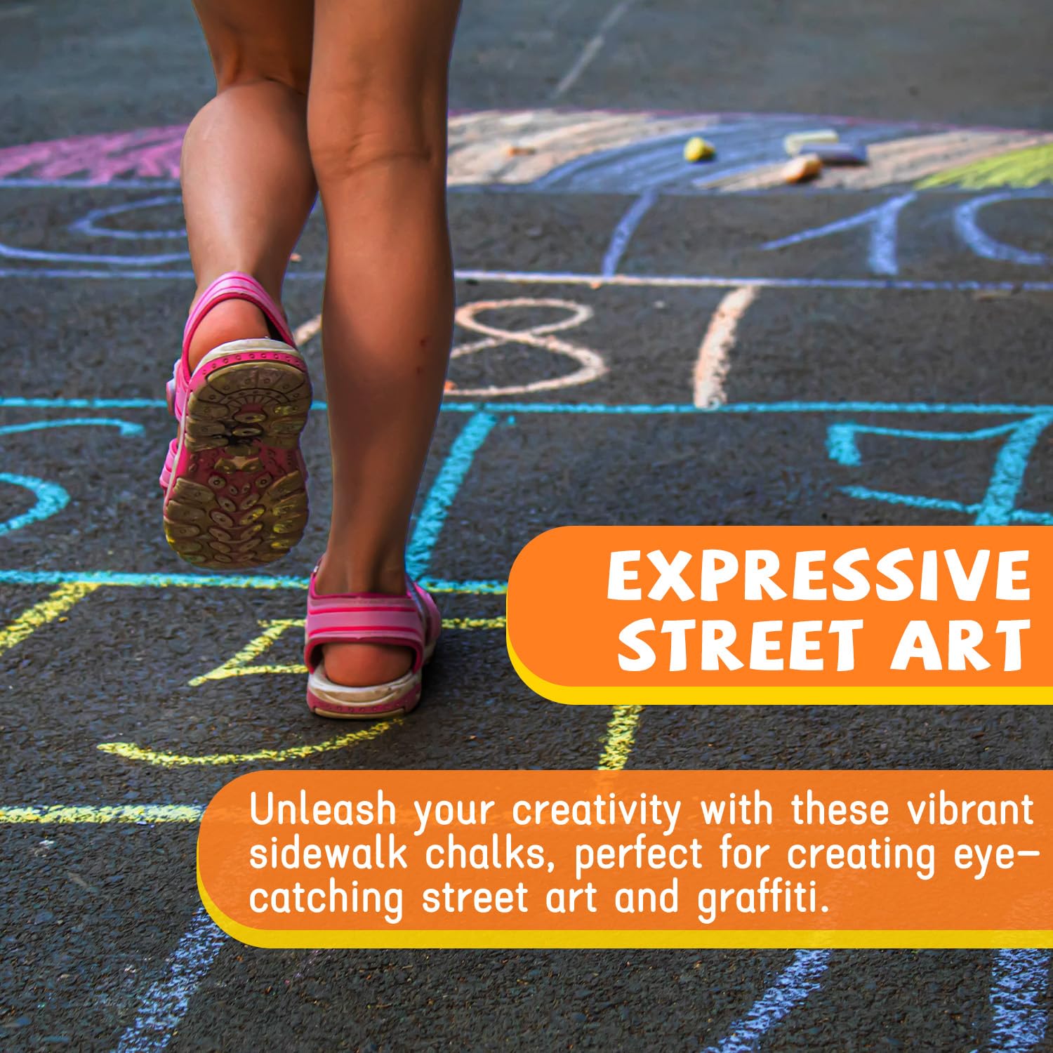 VEESA Jumbo Sidewalk Chalk Set - 52 Pieces in 10 Vibrant Colors (4” x 1”) | Washable Non-Toxic Driveway Chalk for Kids & Adults | Perfect for Chalkboards, Blackboards, Outdoor Playgrounds & Creative Sidewalk Art