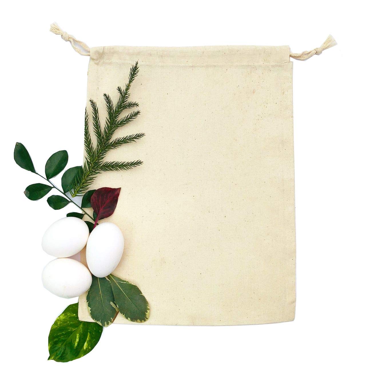Eco-Friendly 100% Cotton Reusable Muslin Produce Bags for Groceries, Farmers Market & Zero Waste Shopping - Washable & Sustainable Food Storage Solution