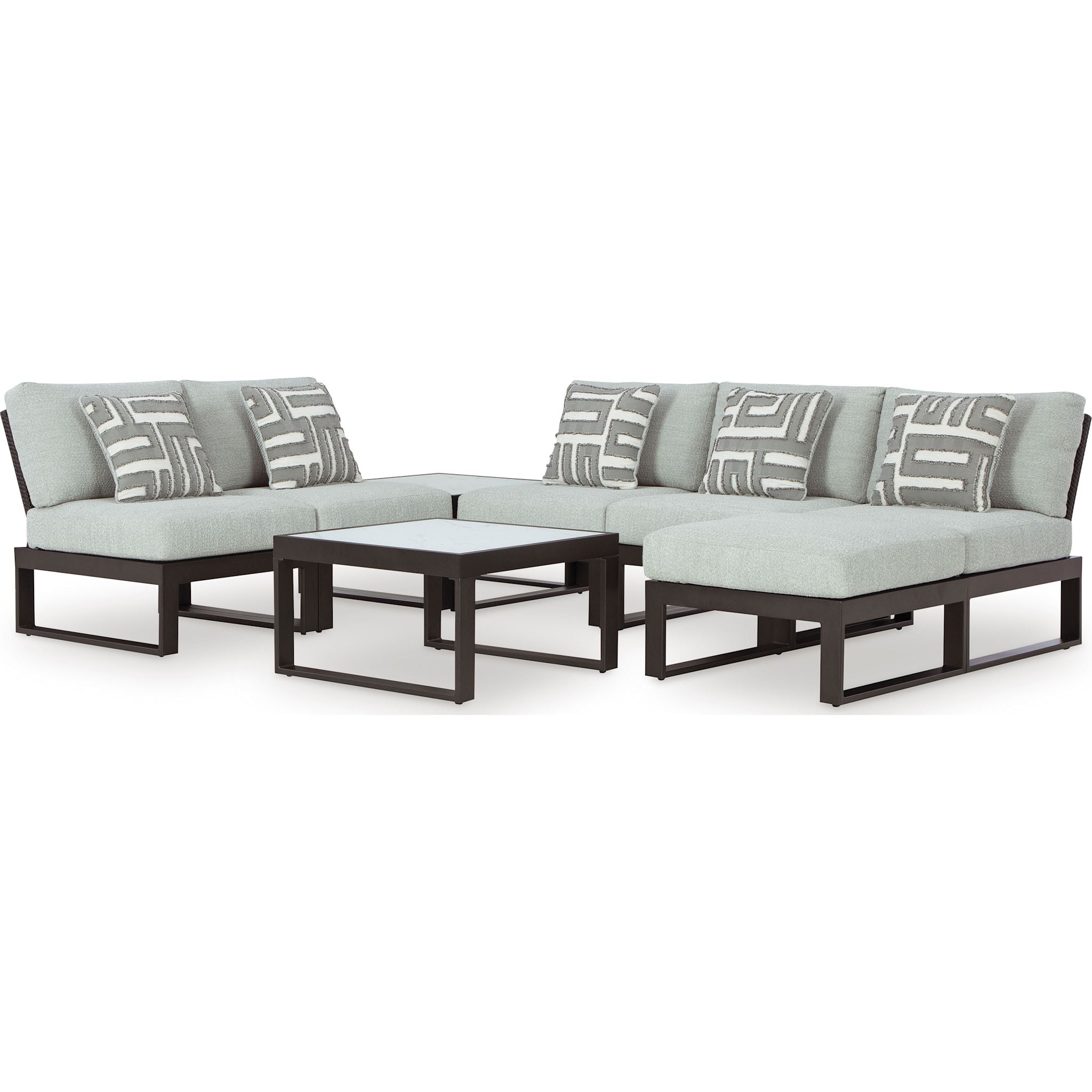 Beachloft 2-Piece Outdoor Modular Sectional Sofa Set - Water-Resistant Gray & Black Cushions - Perfect for Patio, Poolside, and Backyard Relaxation