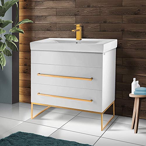 White - Satin Brass Hardware