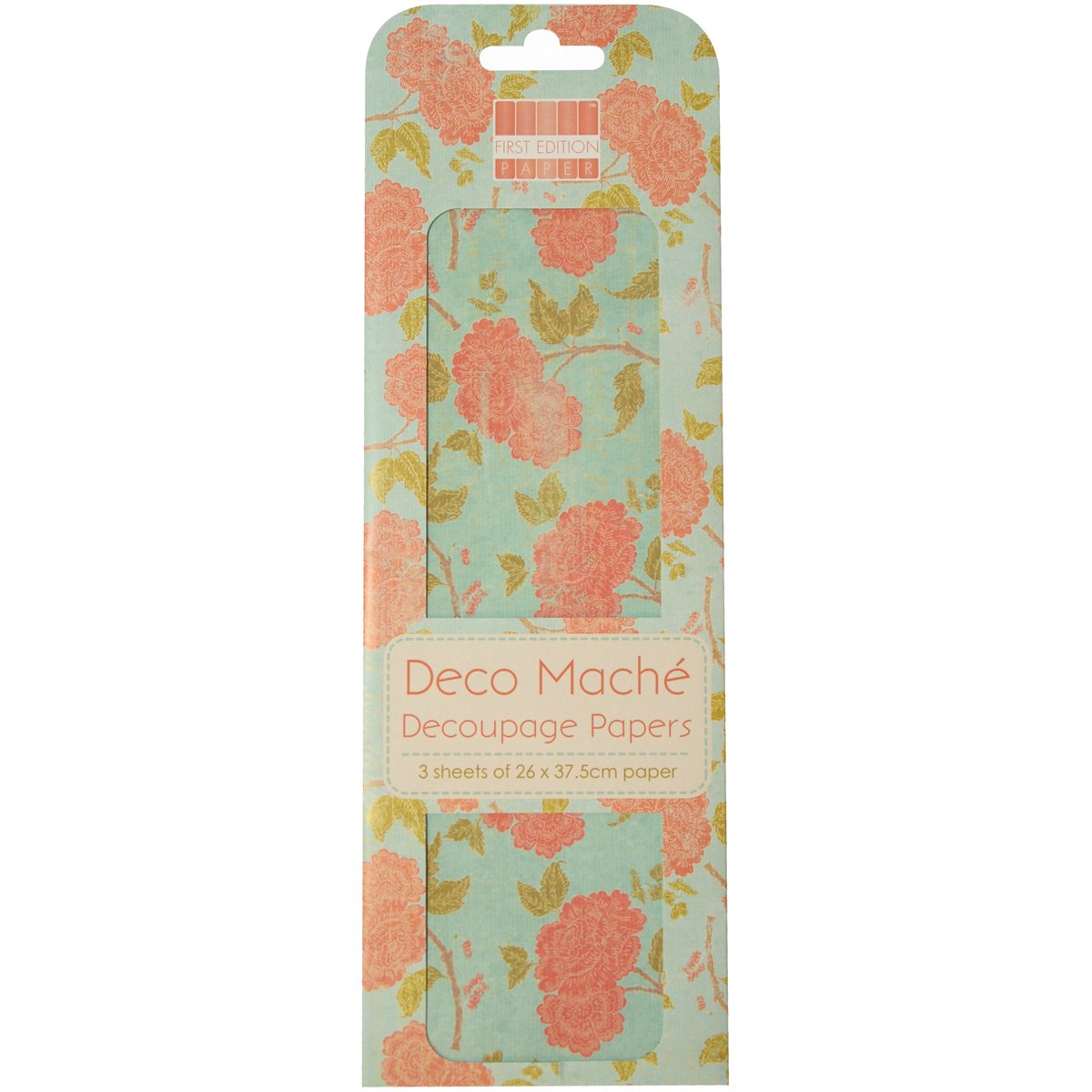 First Edition FEDEC012 | Decoupage Papers Orange Blooms | 26 x 37.5 cm (10.2 x 14.8 inches) | 3 Sheets | 22gsm Lightweight Paper | Perfect for Scrapbooking, Card Making, Home Decor, DIY Crafts, Upcycling & Paper Mache Projects | Ideal for Gift Wrapping, Journals & Mixed Media Art