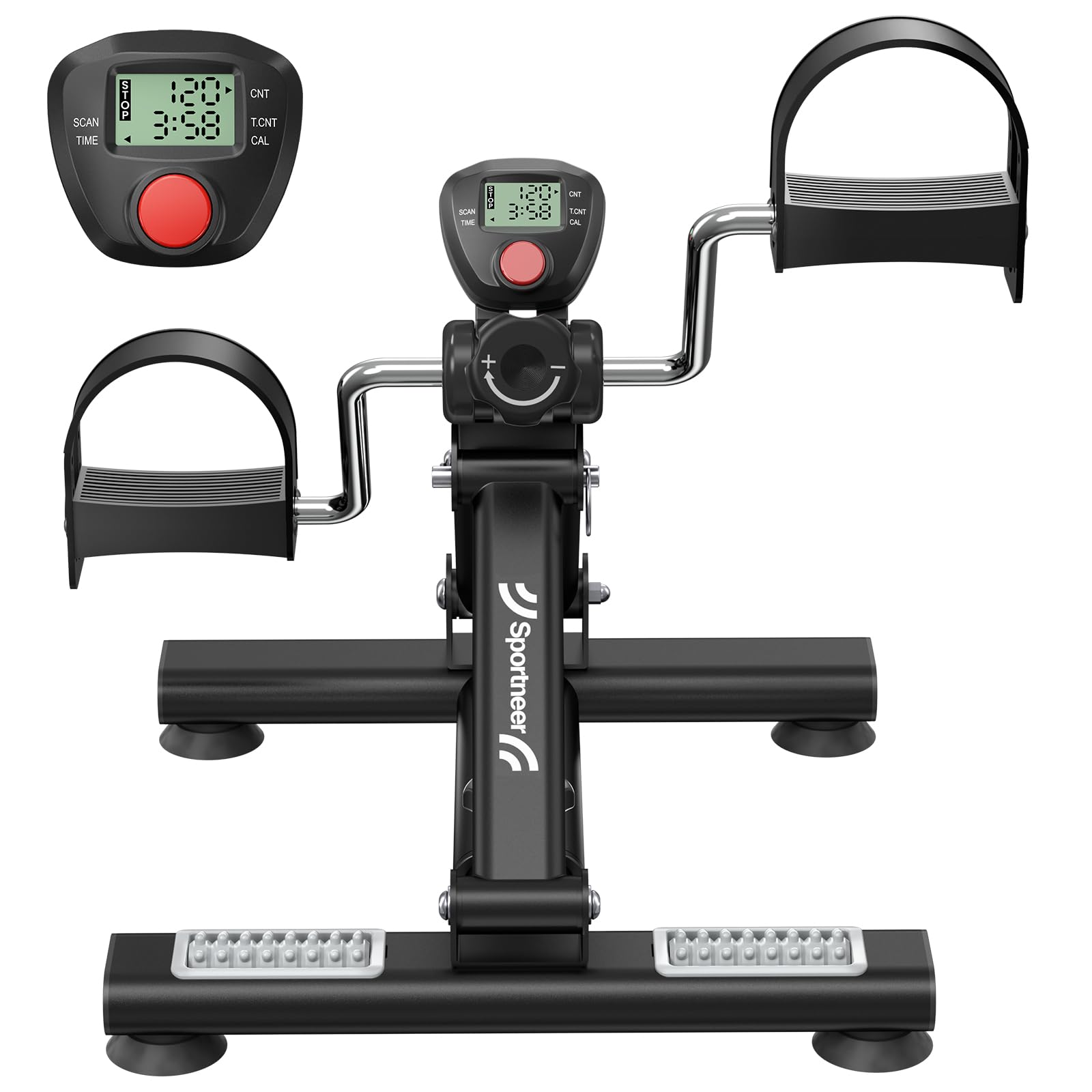 Sportneer Portable Under Desk Pedal Exerciser - Low Resistance Folding Exercise Bike for Arms & Legs - Compact Indoor Cycling Machine for Home Office Workouts & Active Sitting