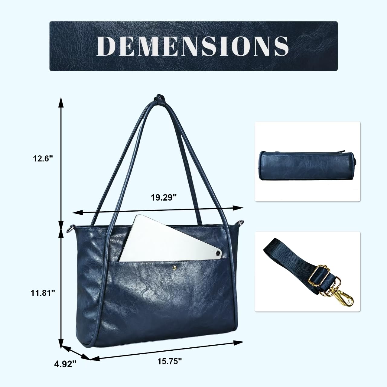 Stylish Large Vegan Leather Tote Bag for Women - Spacious Work & Weekender Bag with Secure Zipper - Perfect for Travel, Office & Daily Use