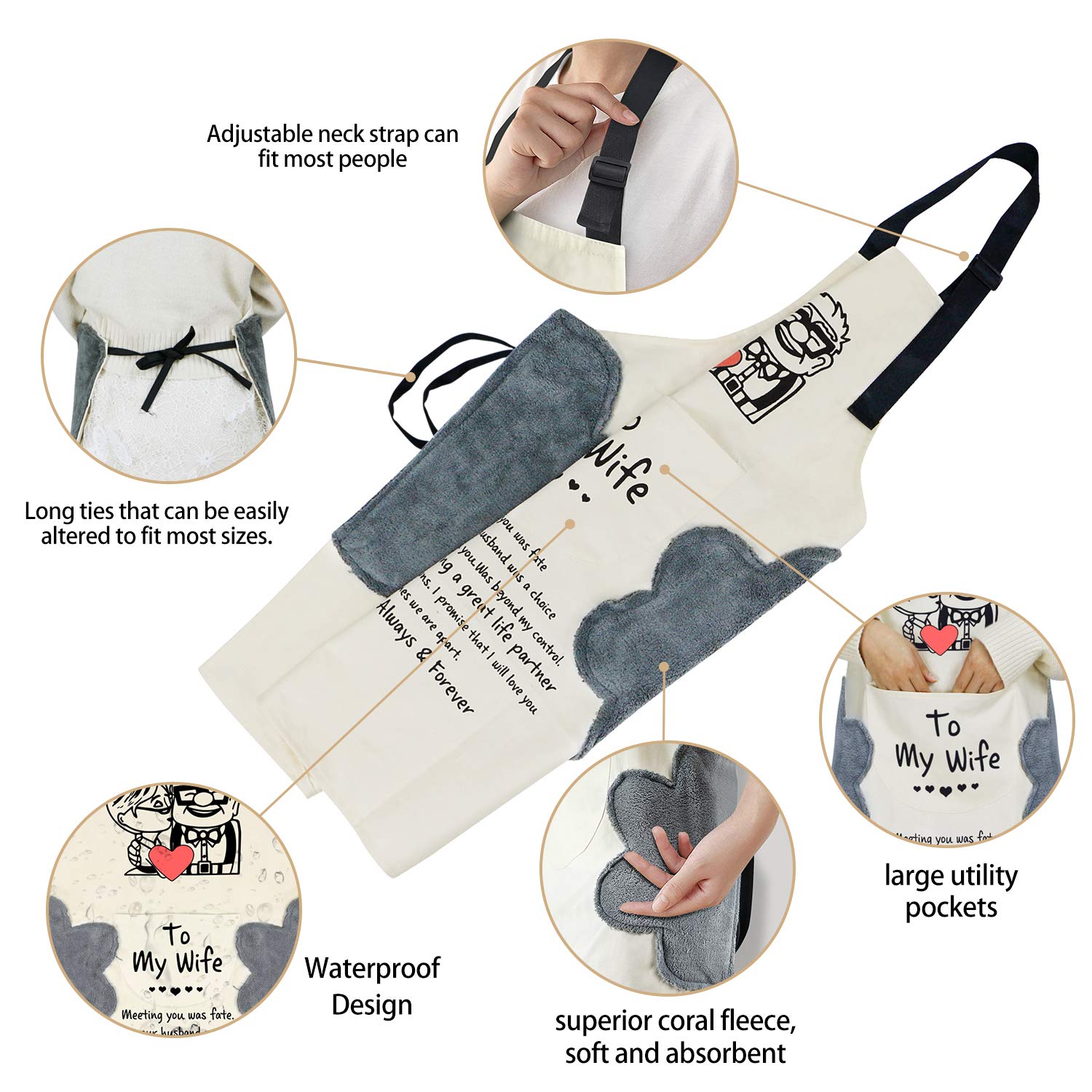 Personalized Engraved Kitchen Cooking Aprons for Family - Custom Chef Aprons for Cooking, Baking & BBQ - Perfect Gift for Mom, Dad & Home Chefs