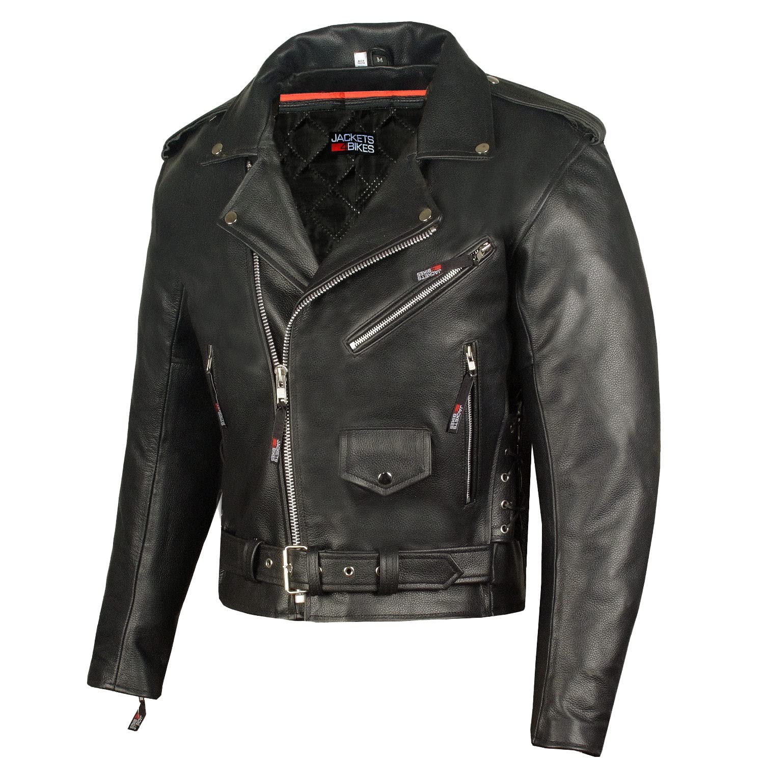 Premium Men's ICONIC Brando Genuine Buffalo Leather Motorcycle Jacket - All-Season Biker Jacket with Side Laces & Concealed Carry Pockets (Black, Size M) | Perfect for Riding, Casual Wear & Outdoor Adventures