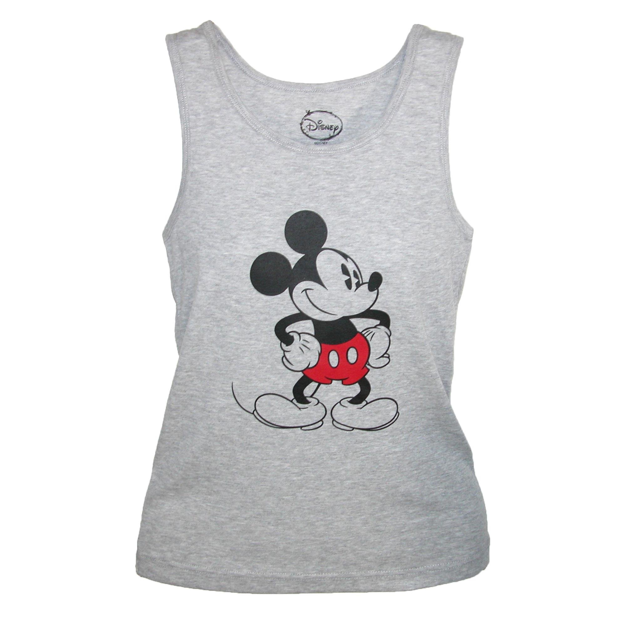 Disney Mickey Mouse Graphic Tank Top for Men & Women - Soft Cotton Grey Sleeveless Shirt, Large Size - Perfect for Summer, Beach, and Casual Outings