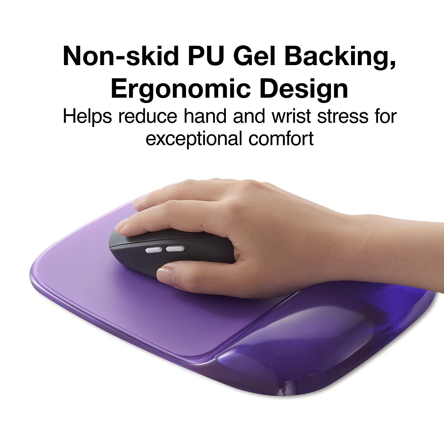 Ergonomic Gel Mouse Pad with Wrist Rest - Soft Comfort for Long Computer Use, Purple (Model 18265) | Perfect for Office, Gaming & Home Workspace Setup