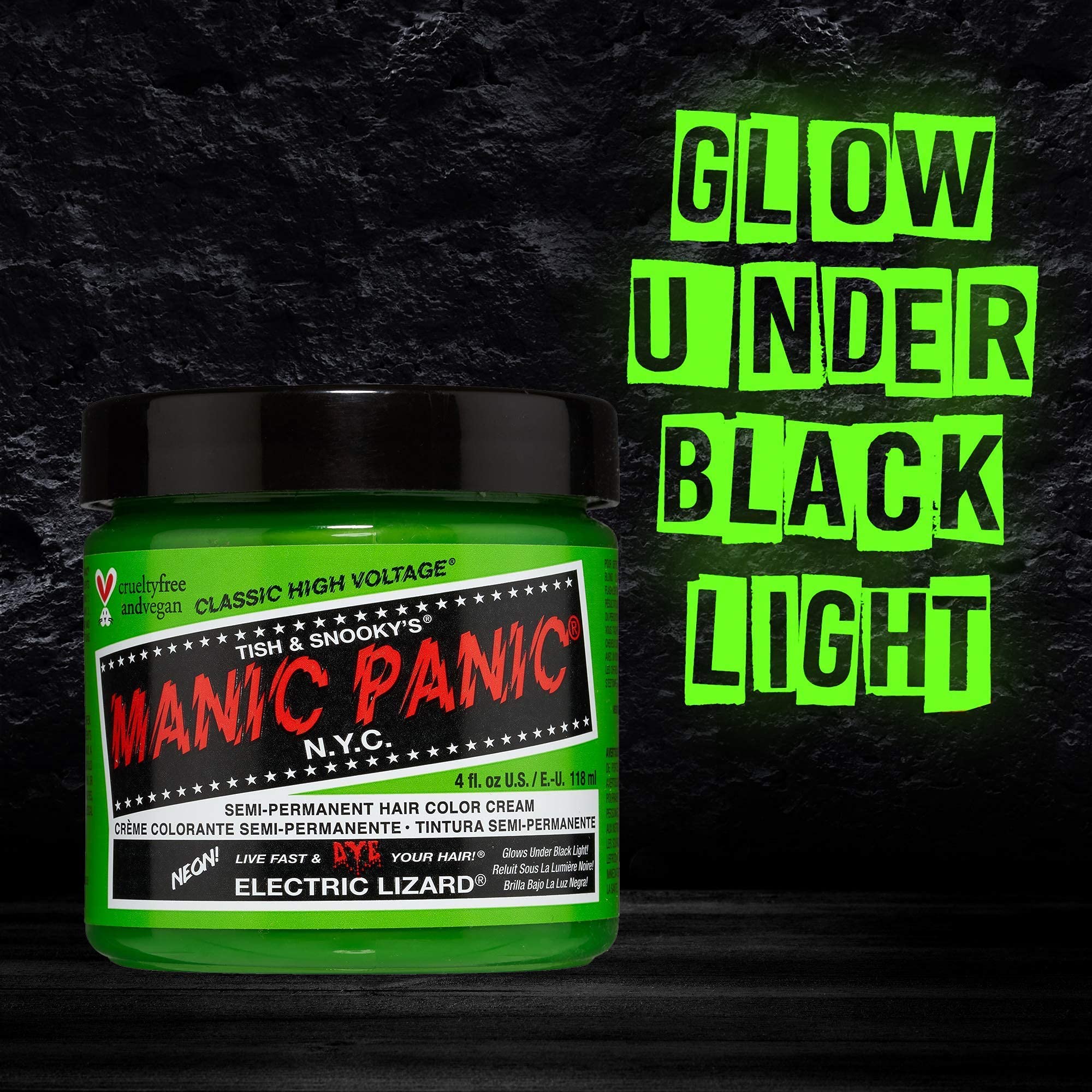Manic Panic Electric Lizard Semi-Permanent Hair Dye - Vibrant Green Color - 8oz Bottle - Vegan & Cruelty-Free - Perfect for Punk, Cosplay & Festival Hairstyles