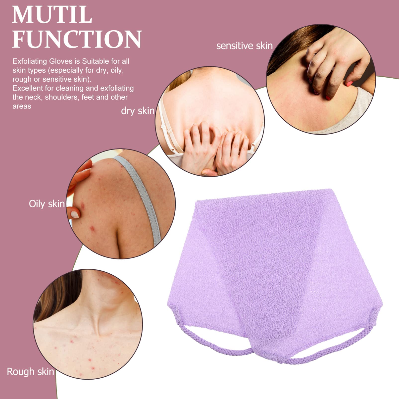 EXCLUZO Exfoliating Washcloth Towel - Dead Skin Remover, Comfortable Bath & Shower Scrubber for Smooth Skin - Home & Travel Use (Purple) | Perfect for Spa Days, Post-Workout Cleansing & Gentle Exfoliation