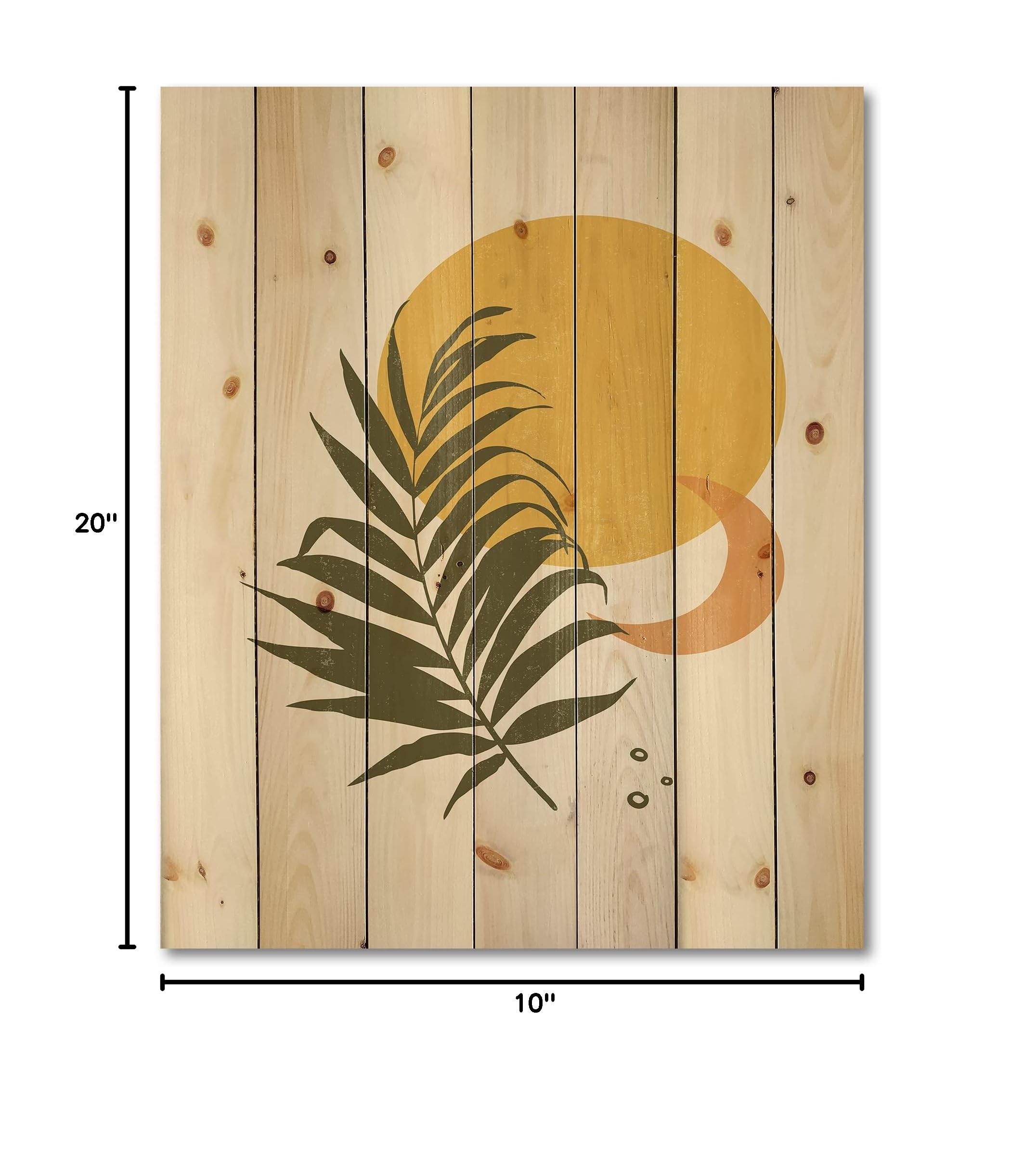 Abstract Sun & Moon Wood Wall Art - Tropical Leaf Decor for Living Room