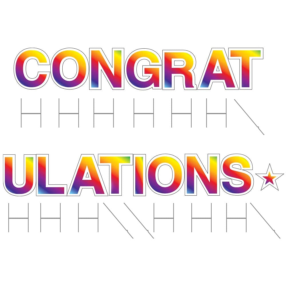 Vispronet 18in Tall Weather-Resistant Congratulations Yard Sign with Steel Stakes - Rainbow Outdoor Party Decor for Graduation, Birthday & Special Occasions - Durable Lawn Decoration for Backyard Celebrations