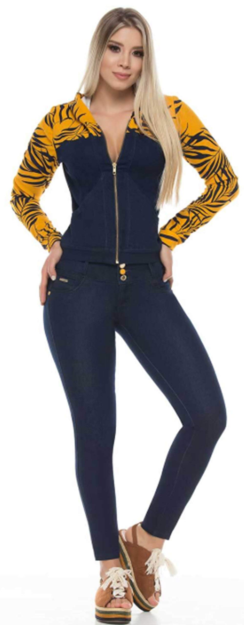 Colombian Butt Lifting Set - Blue & Yellow #3697 | Waist Trainer & Body Shaper for Women | Perfect for Workouts, Special Occasions & Everyday Wear