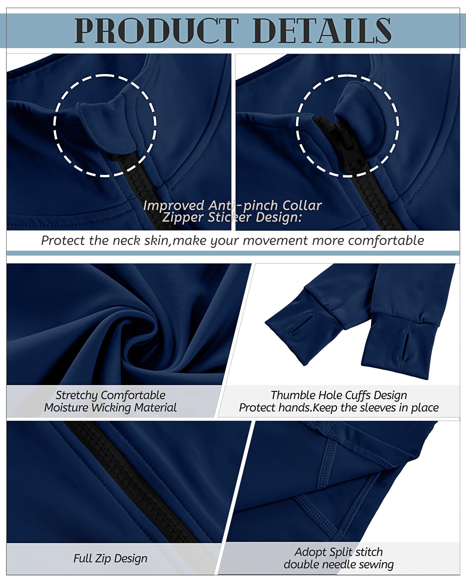 2 Pack Women's Workout Jackets - Long Sleeve Athletic Tops with Thumb Holes & Full Zip Lightweight Running Jackets for Gym, Yoga, Jogging & Outdoor Activities