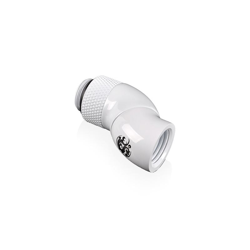 Bitspower Dual Rotary 90 Degree Extender Fitting - Deluxe White - Perfect for Custom PC Water Cooling Loops and Hardline Tubing Builds